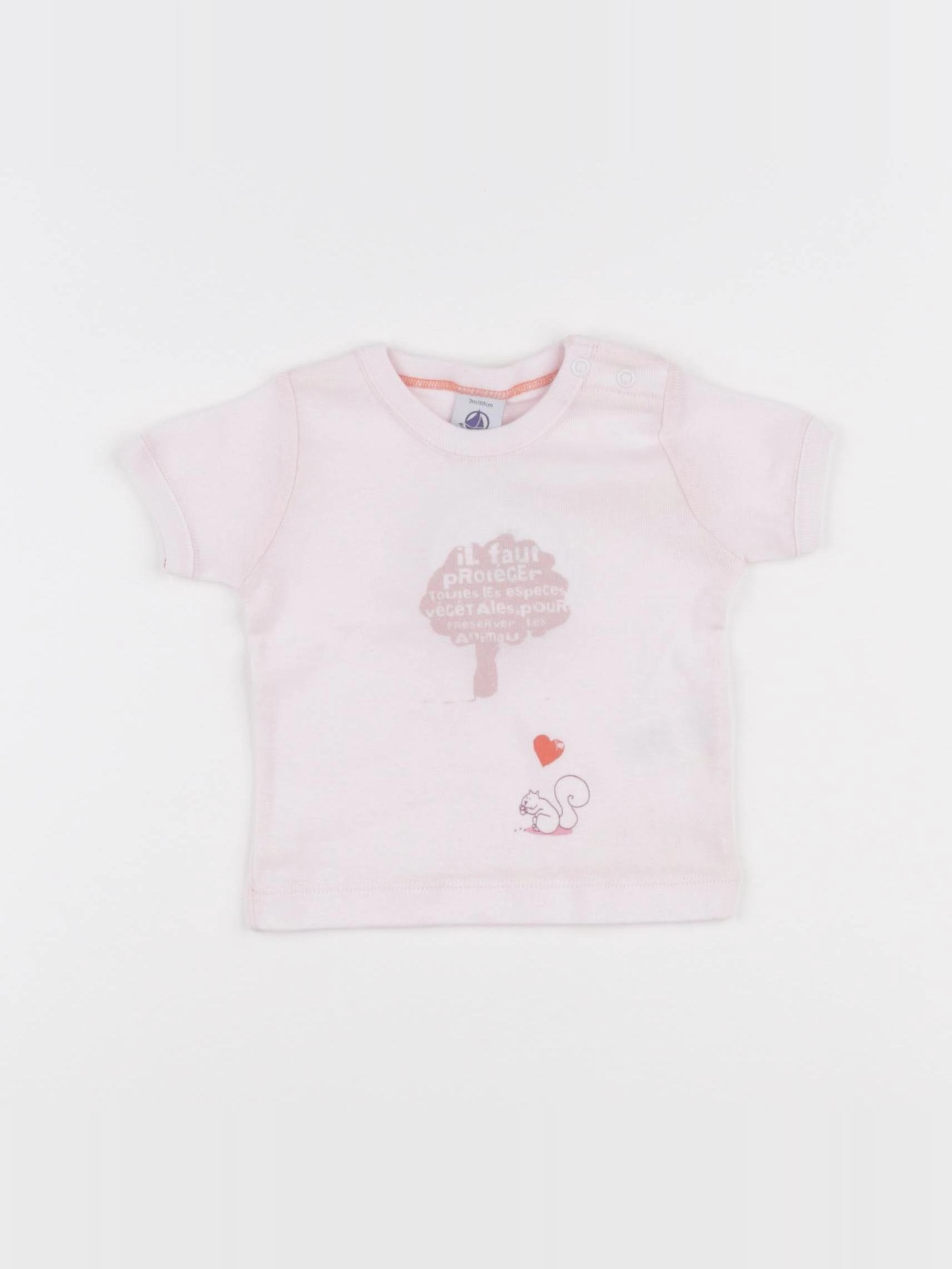 Petit Bateau - tee-shirt rose - 3 mois