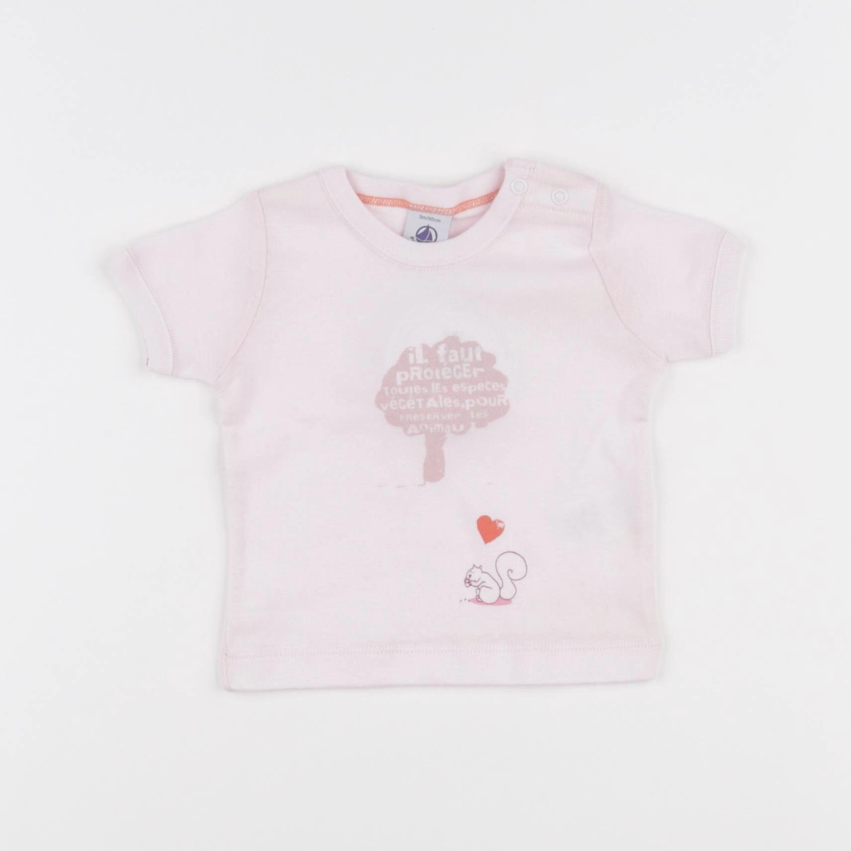Petit Bateau - tee-shirt rose - 3 mois