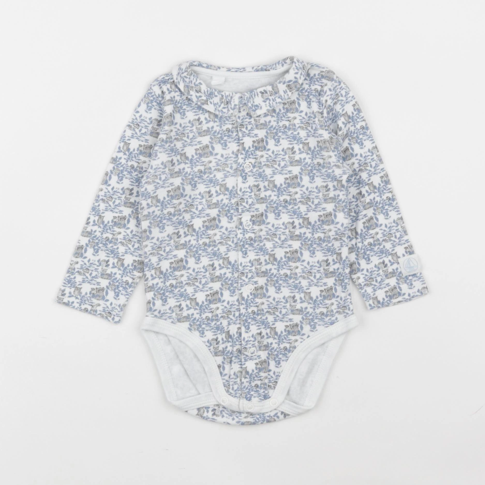Petit Bateau - body tee-shirt bleu - 12 mois