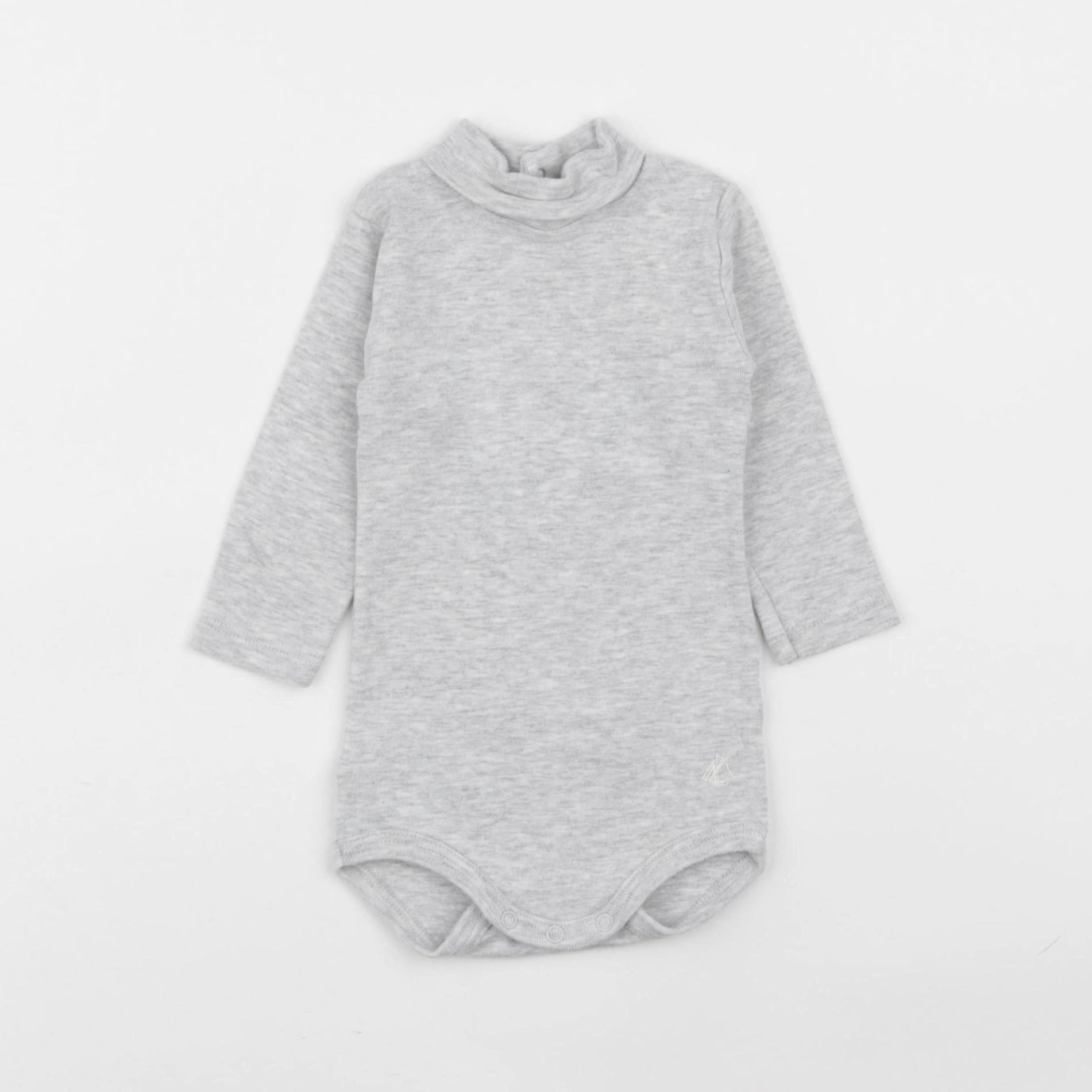 Petit Bateau - body à col gris - 6 mois