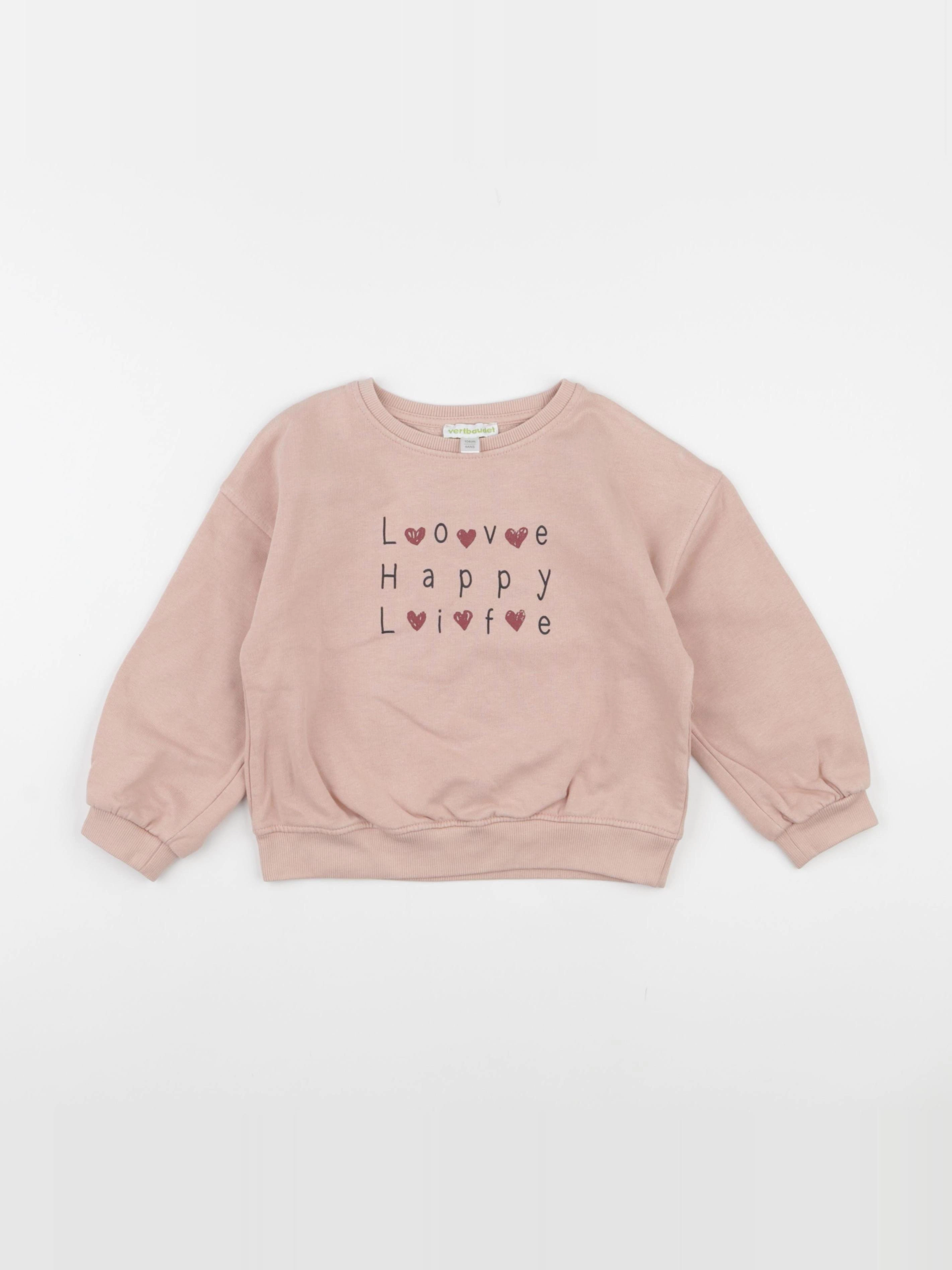 Vertbaudet - sweat rose - 4 ans
