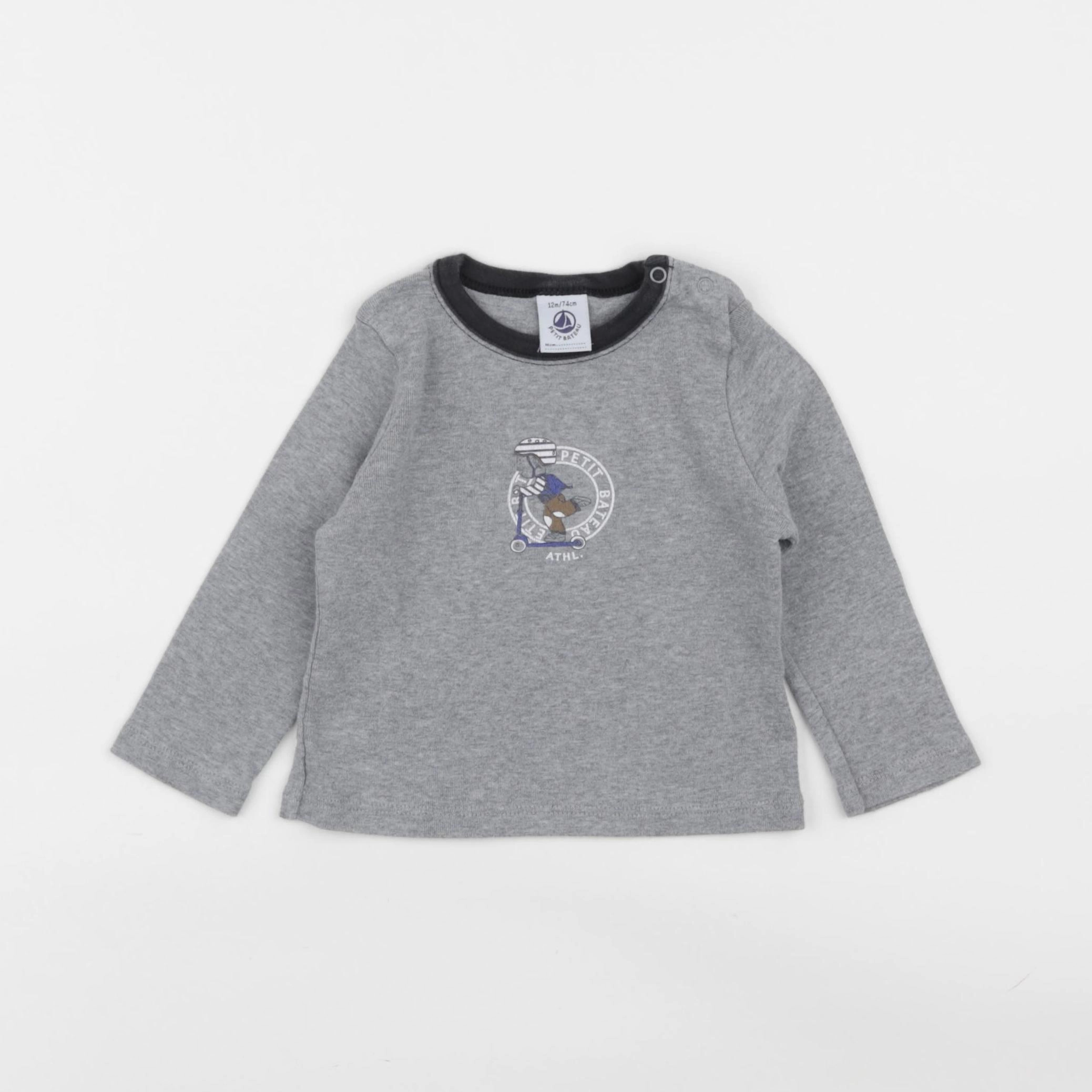 Petit Bateau - tee-shirt gris - 12 mois