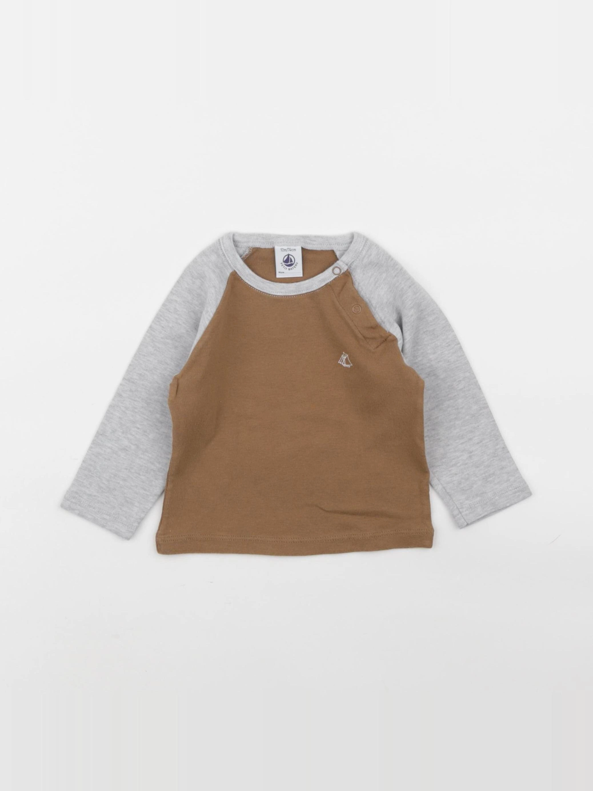 Petit Bateau - tee-shirt marron - 12 mois