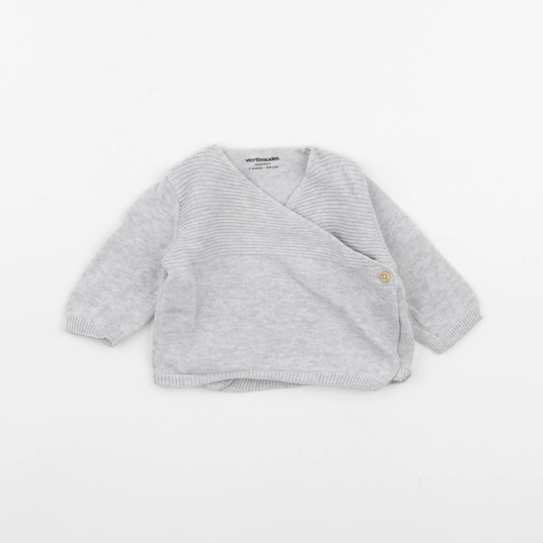 Vertbaudet - gilet gris - 1 mois