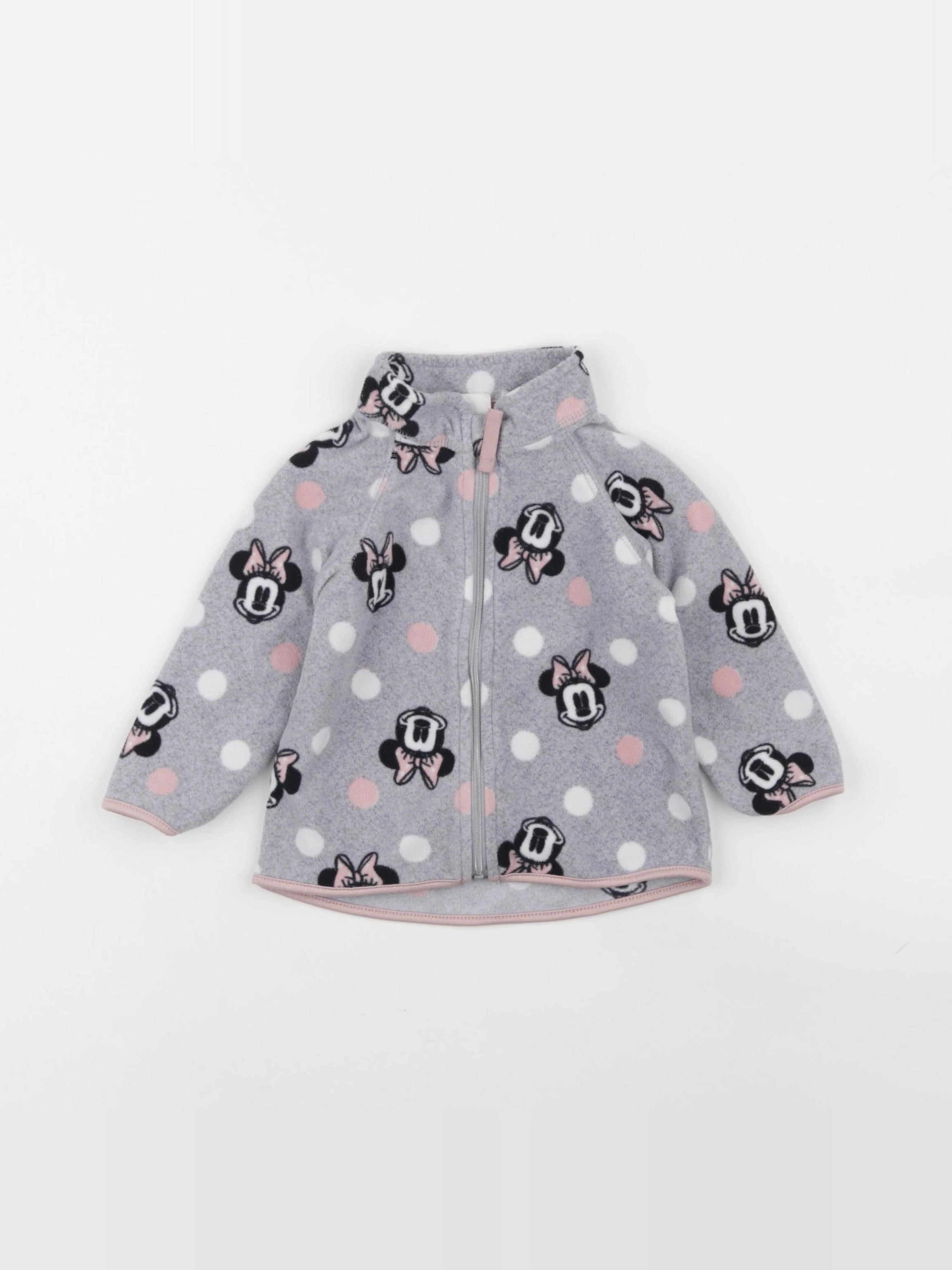 H&M - polaire gris, rose - 6/9 mois