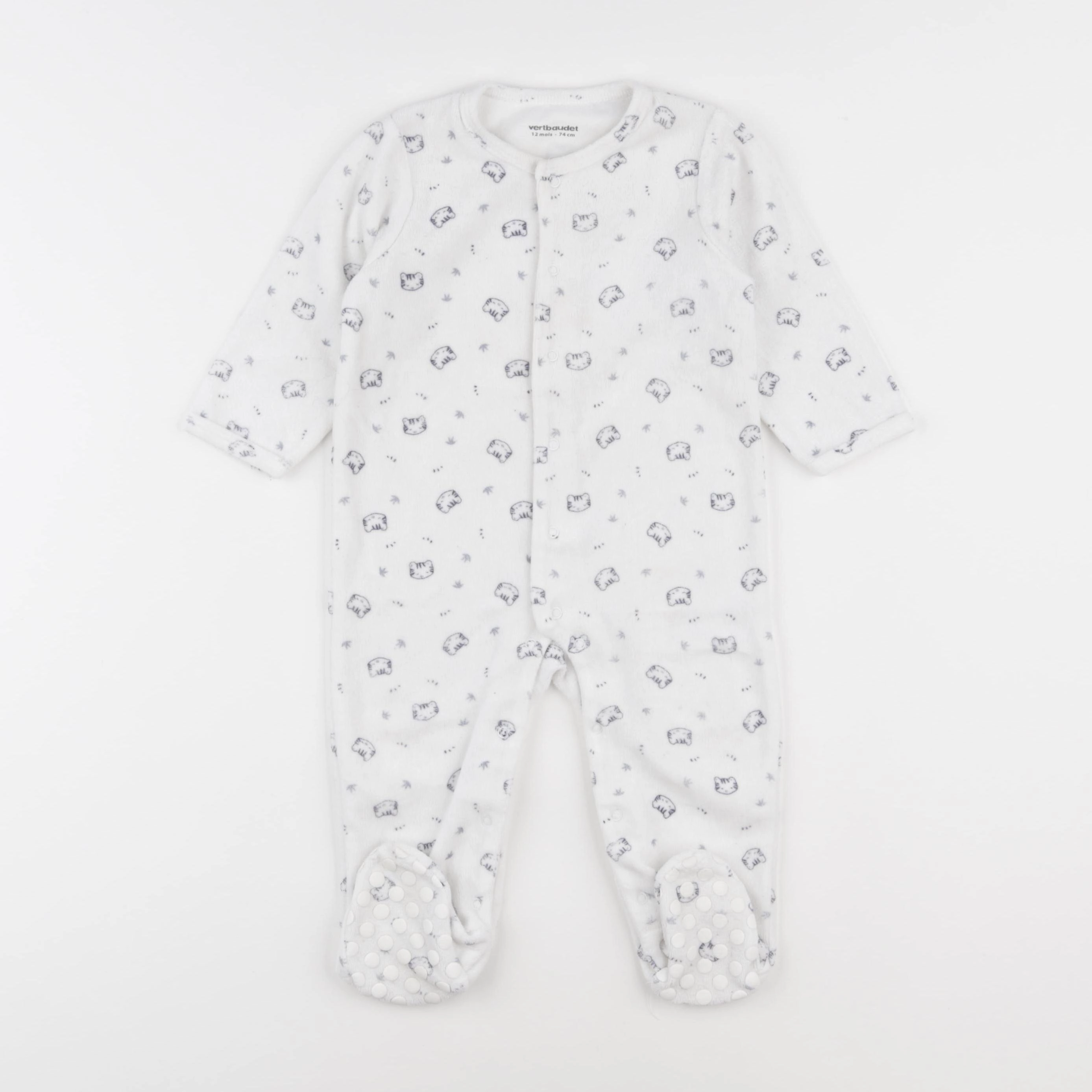 Vertbaudet - pyjama velours blanc - 12 mois