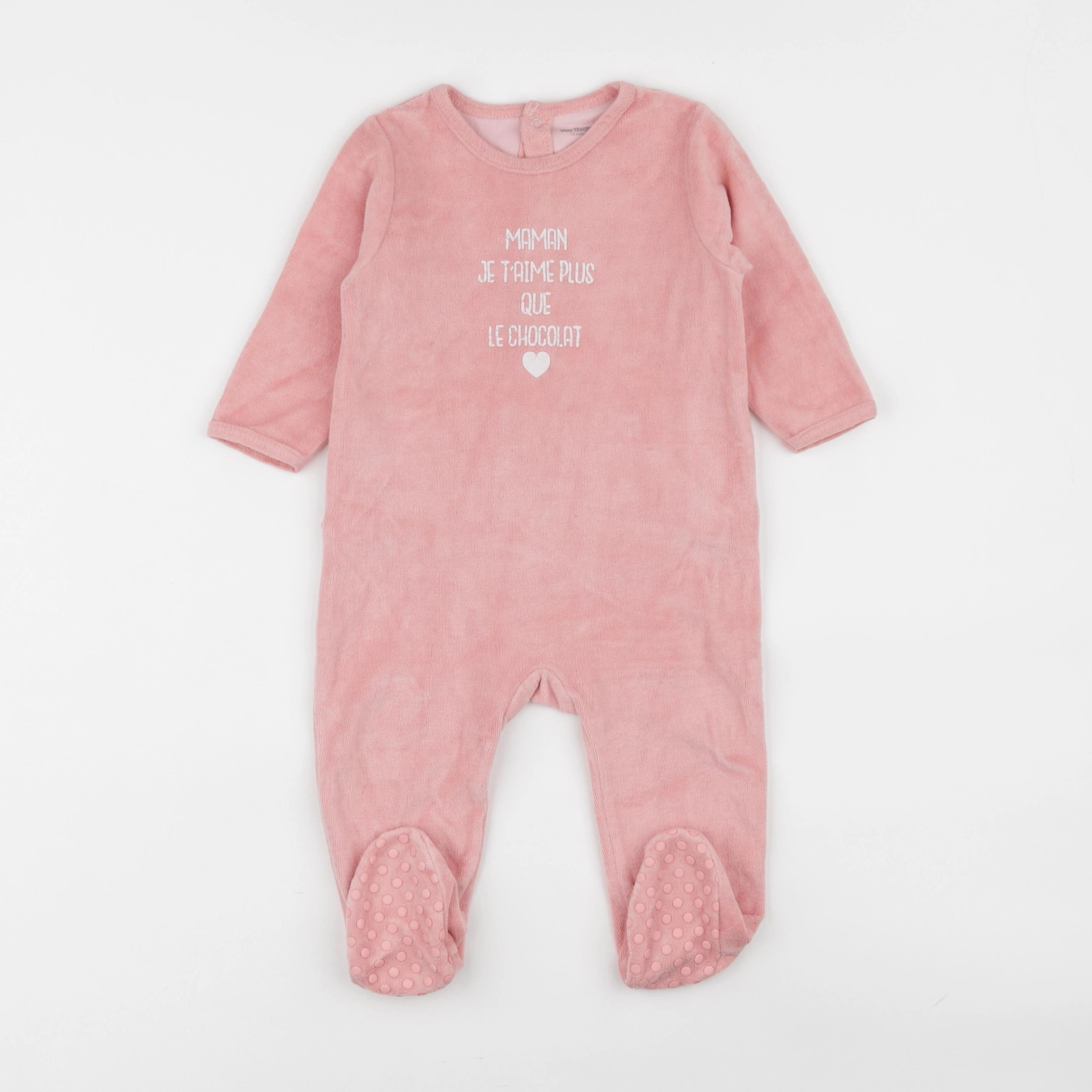 Vertbaudet - pyjama velours rose - 12 mois