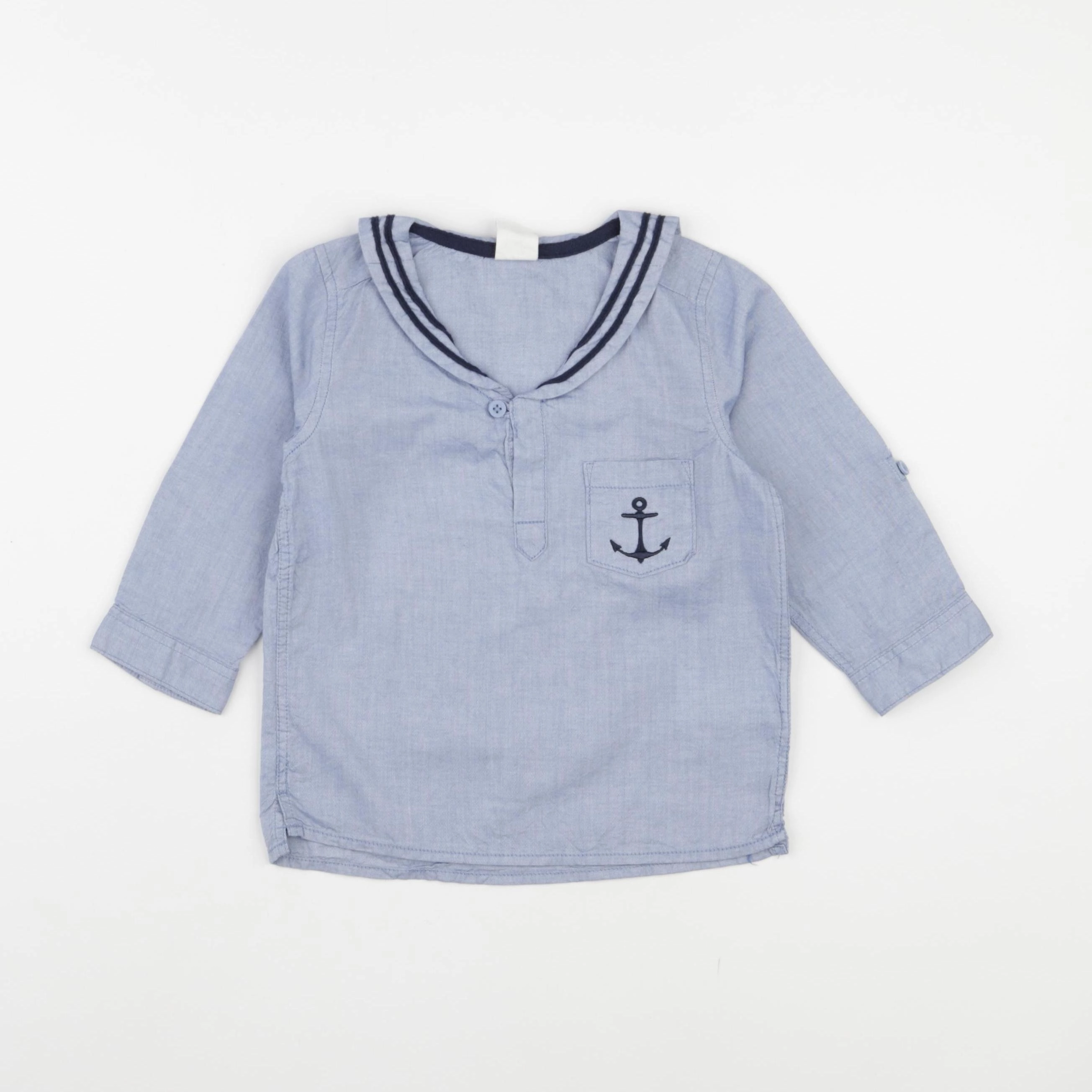 H&M - blouse bleu - 9/12 mois