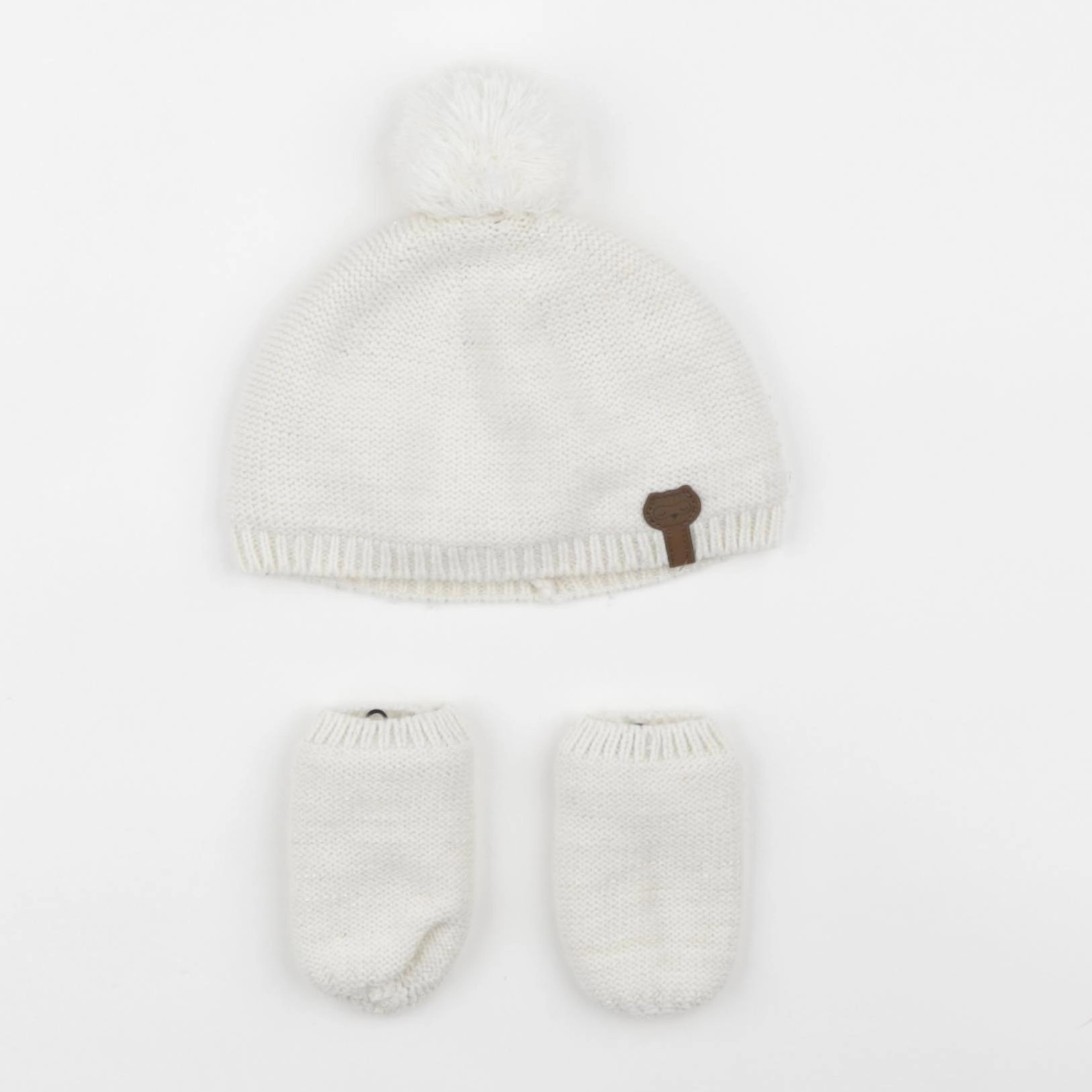 Vertbaudet - ensemble bonnet/moufles blanc, or - 12/18 mois