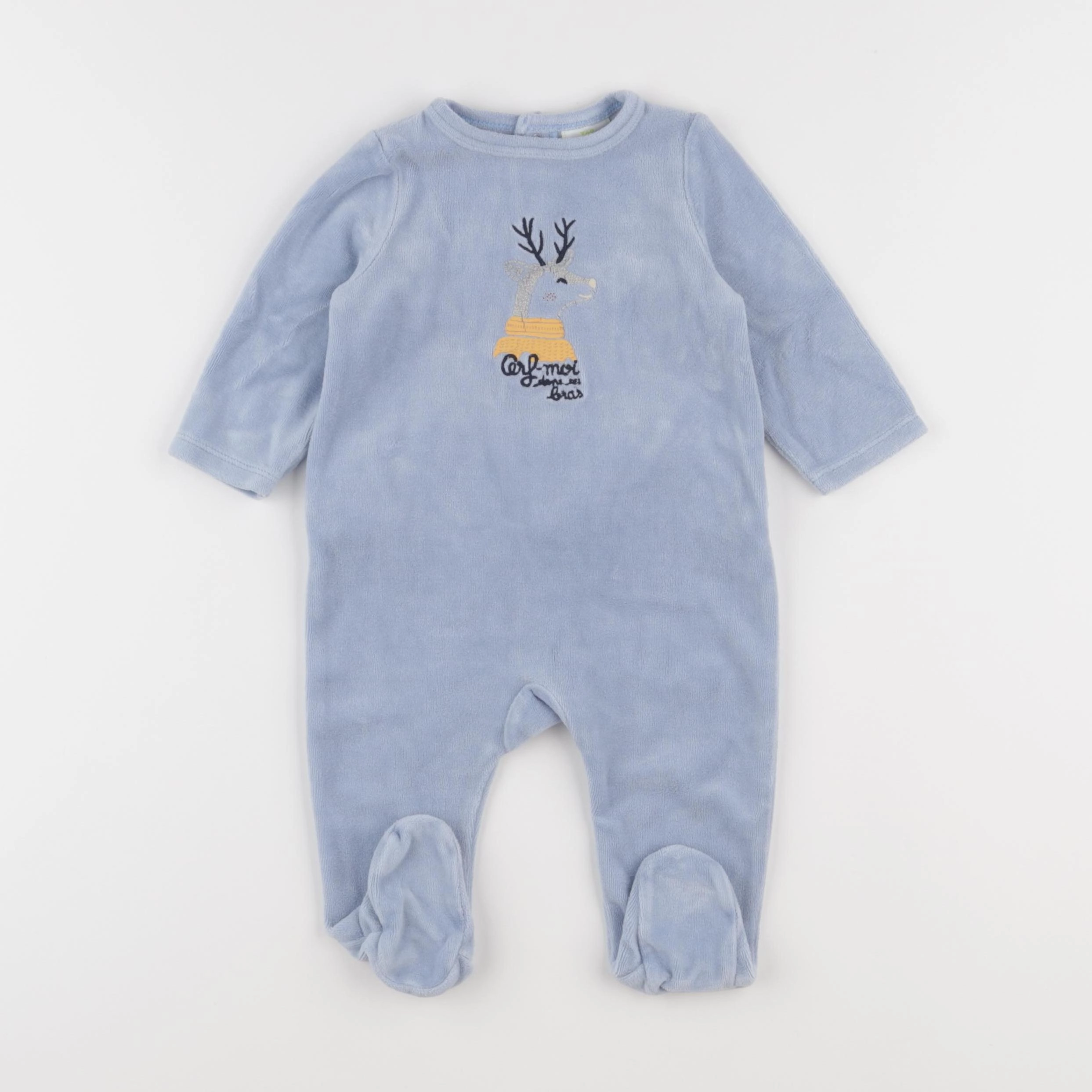 Tape à l'oeil - pyjama velours bleu - 6 mois