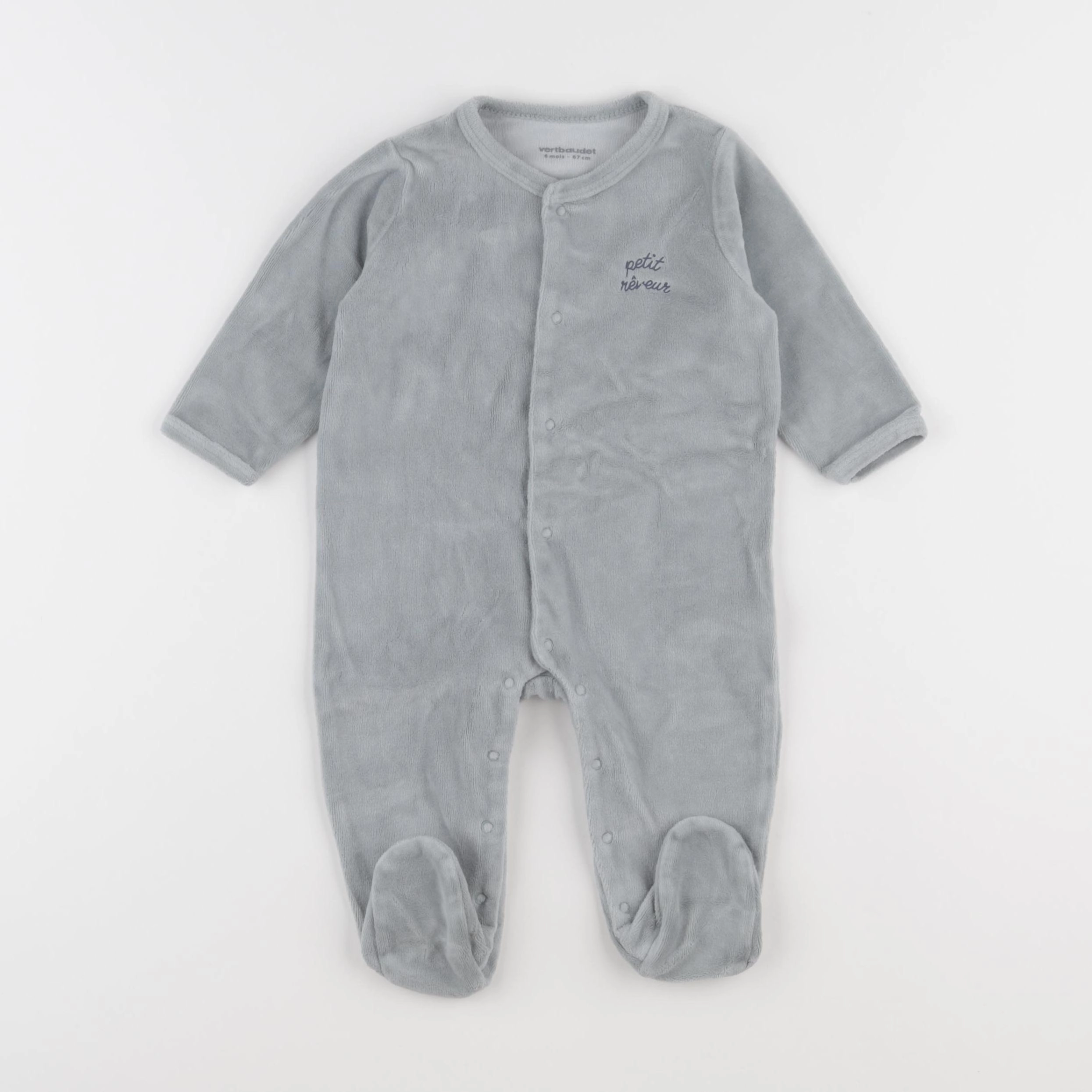 Vertbaudet - pyjama velours vert - 6 mois