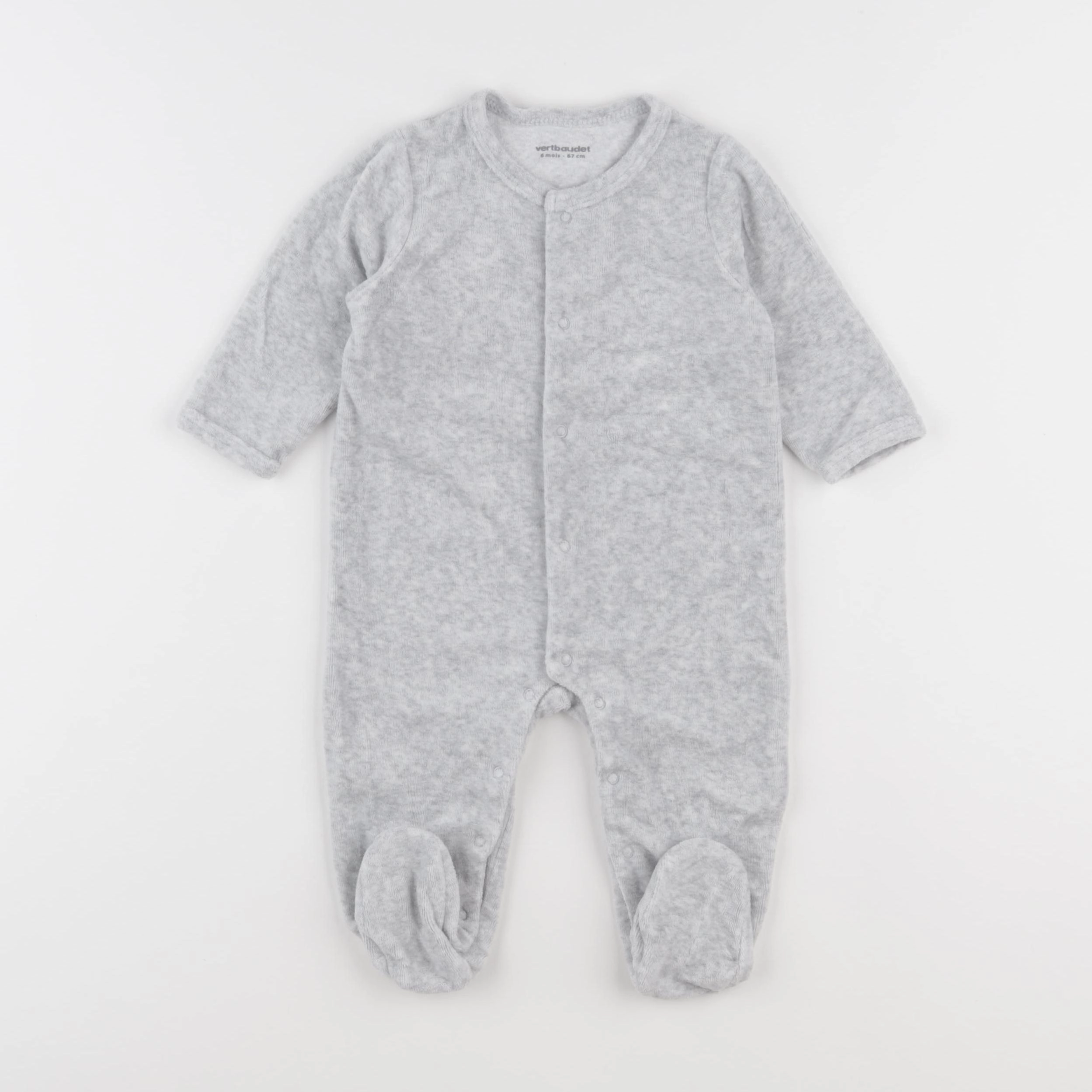 Vertbaudet - pyjama velours gris - 6 mois