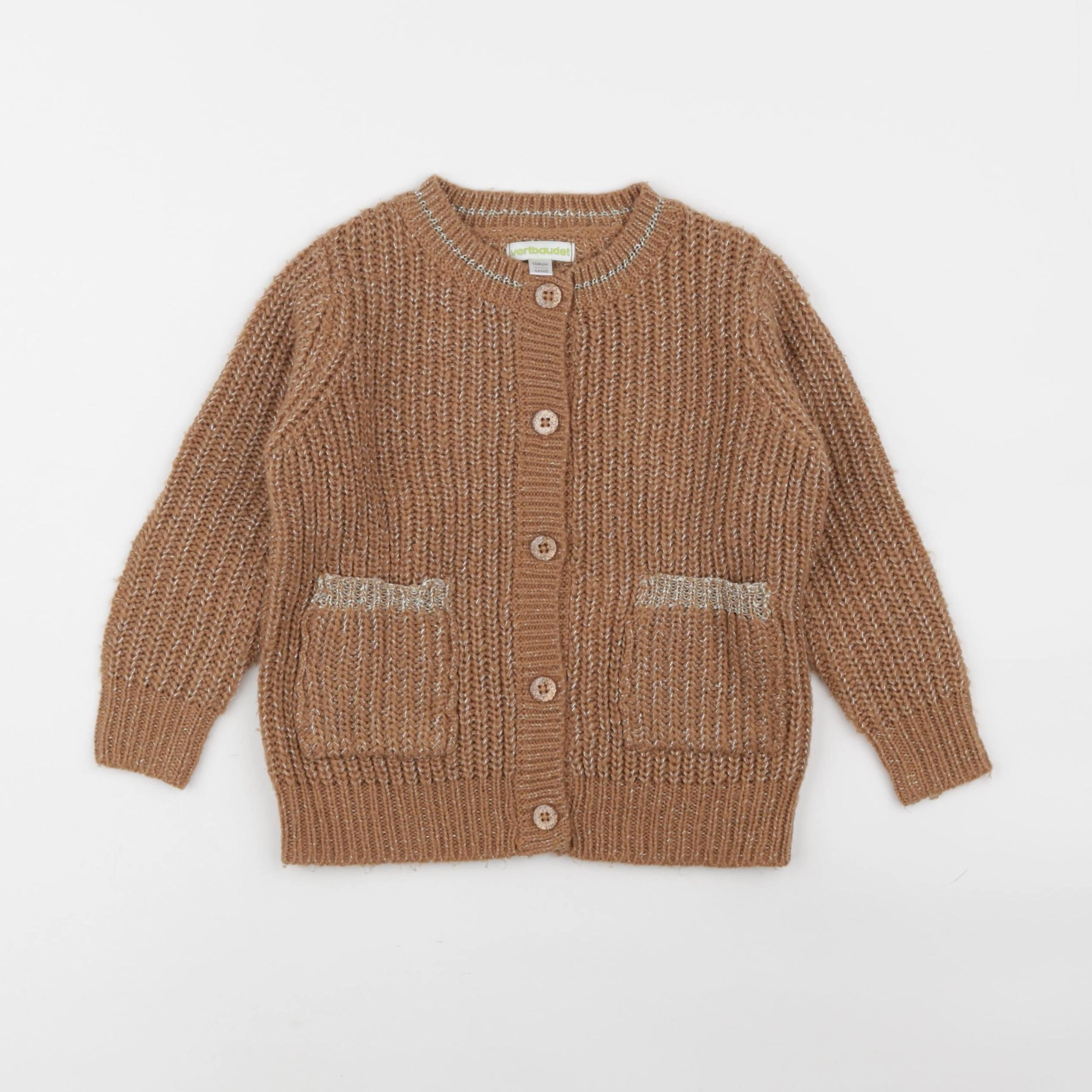 Vertbaudet - gilet marron, or - 4 ans