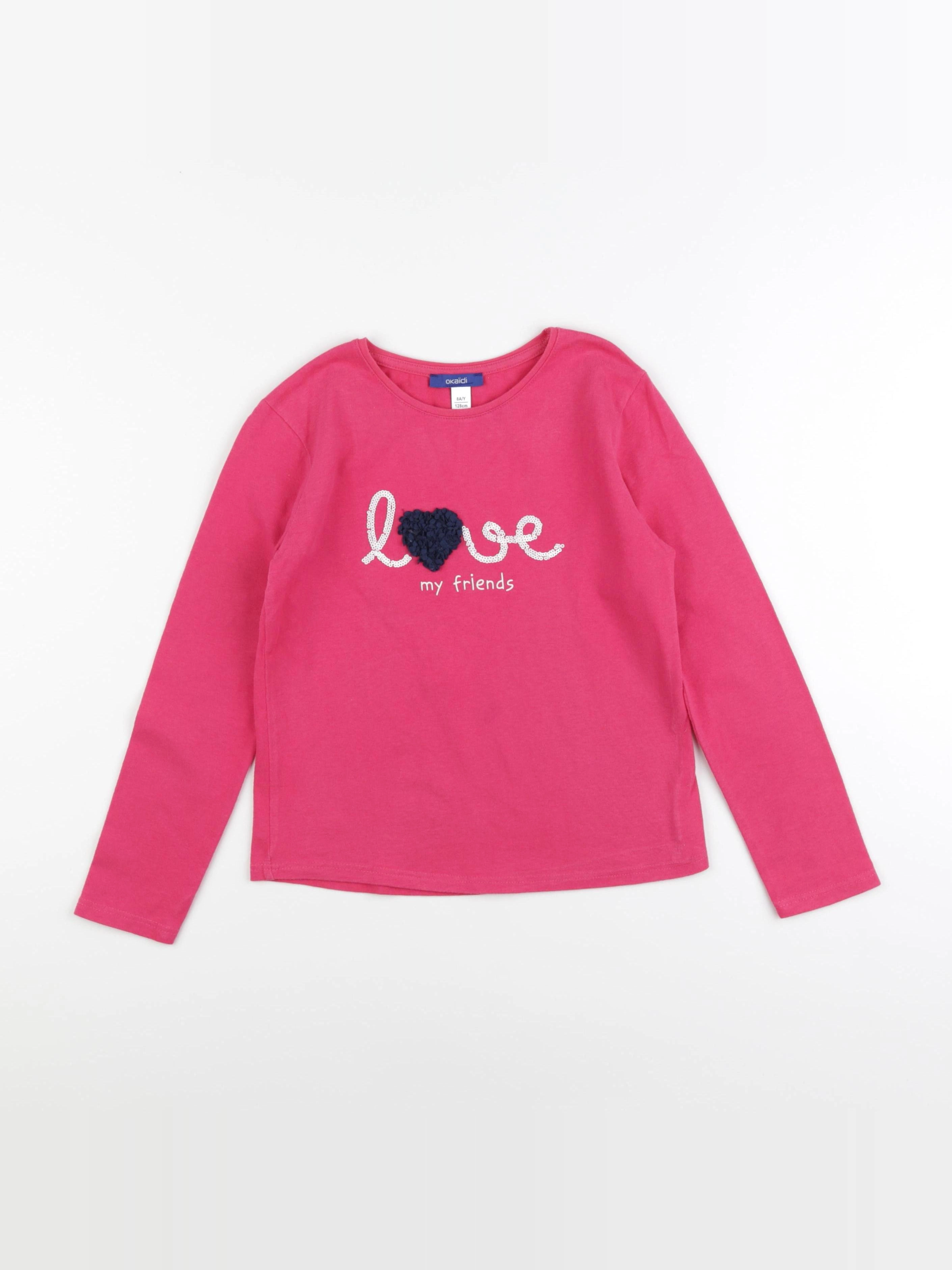 Okaidi - tee-shirt rose - 8 ans