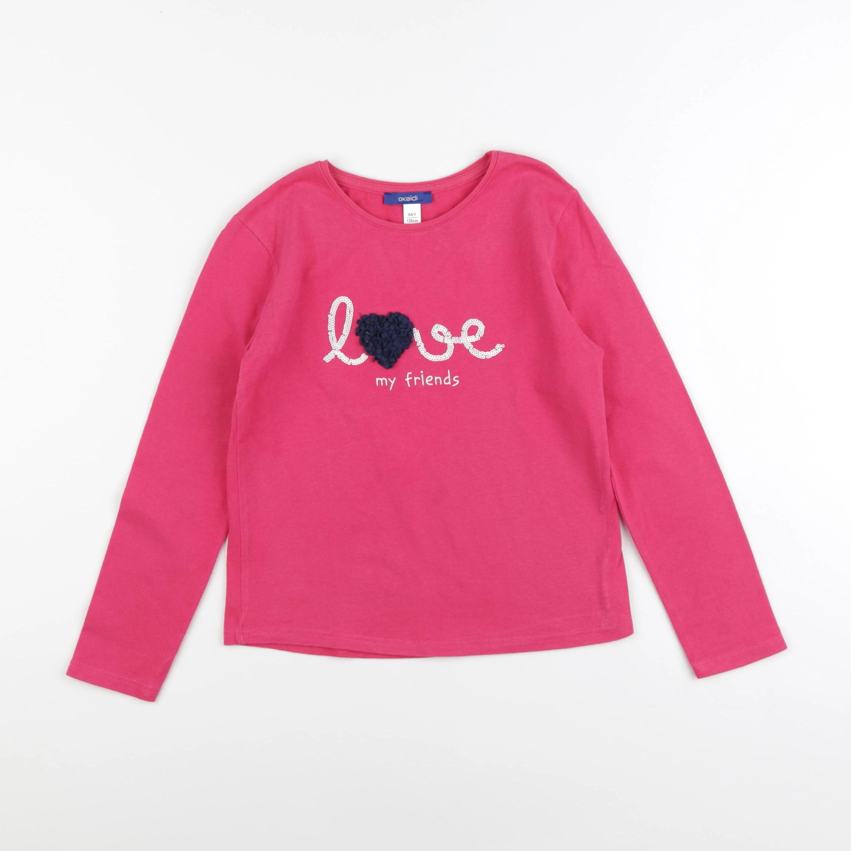 Okaidi - tee-shirt rose - 8 ans