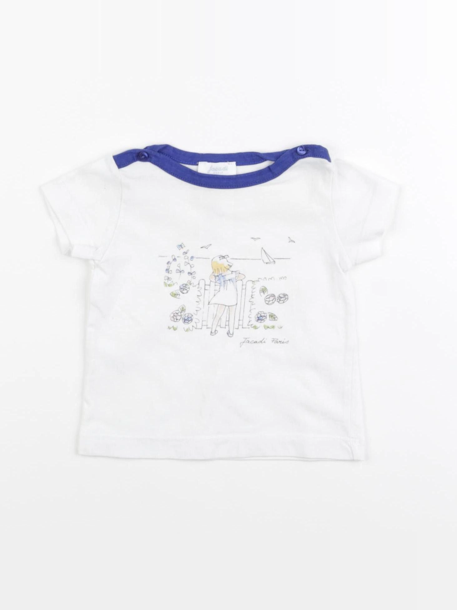 Jacadi - tee-shirt blanc, bleu - 6 mois