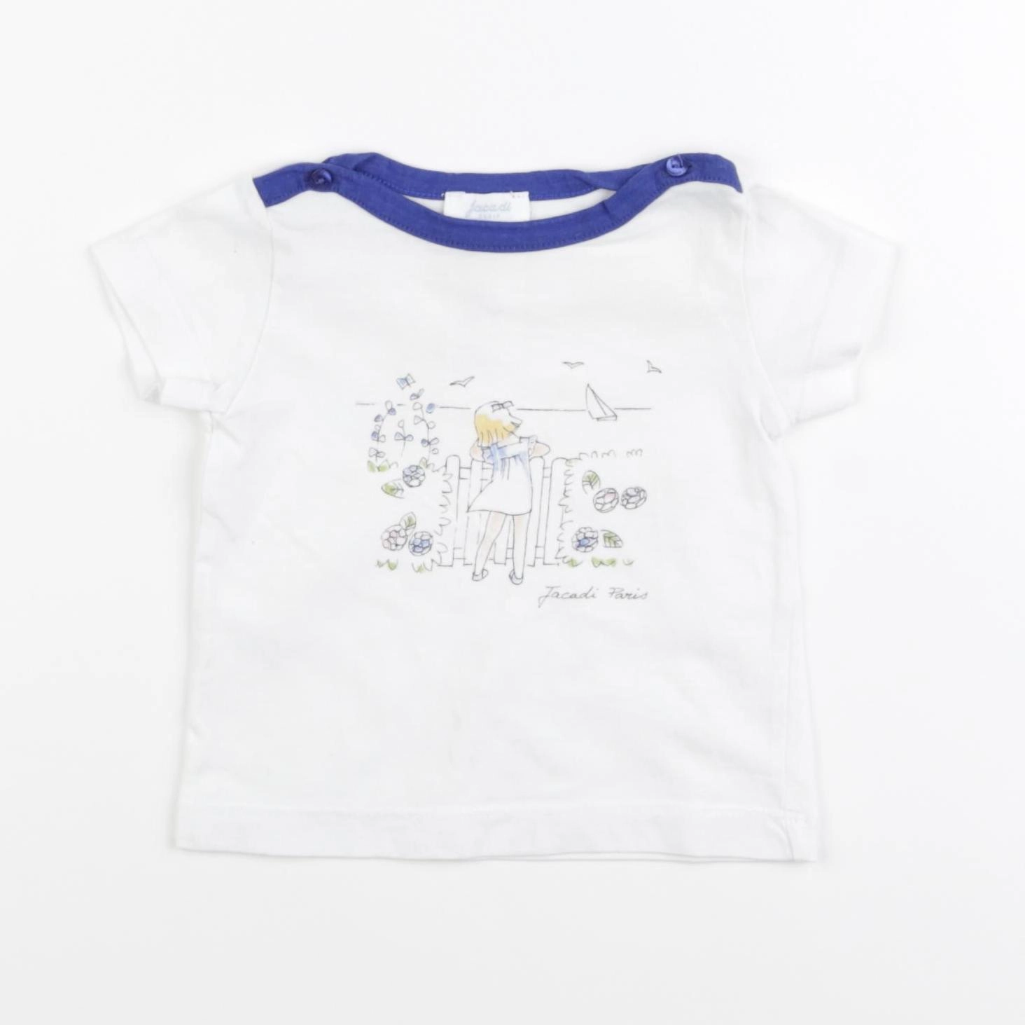 Jacadi - tee-shirt blanc, bleu - 6 mois