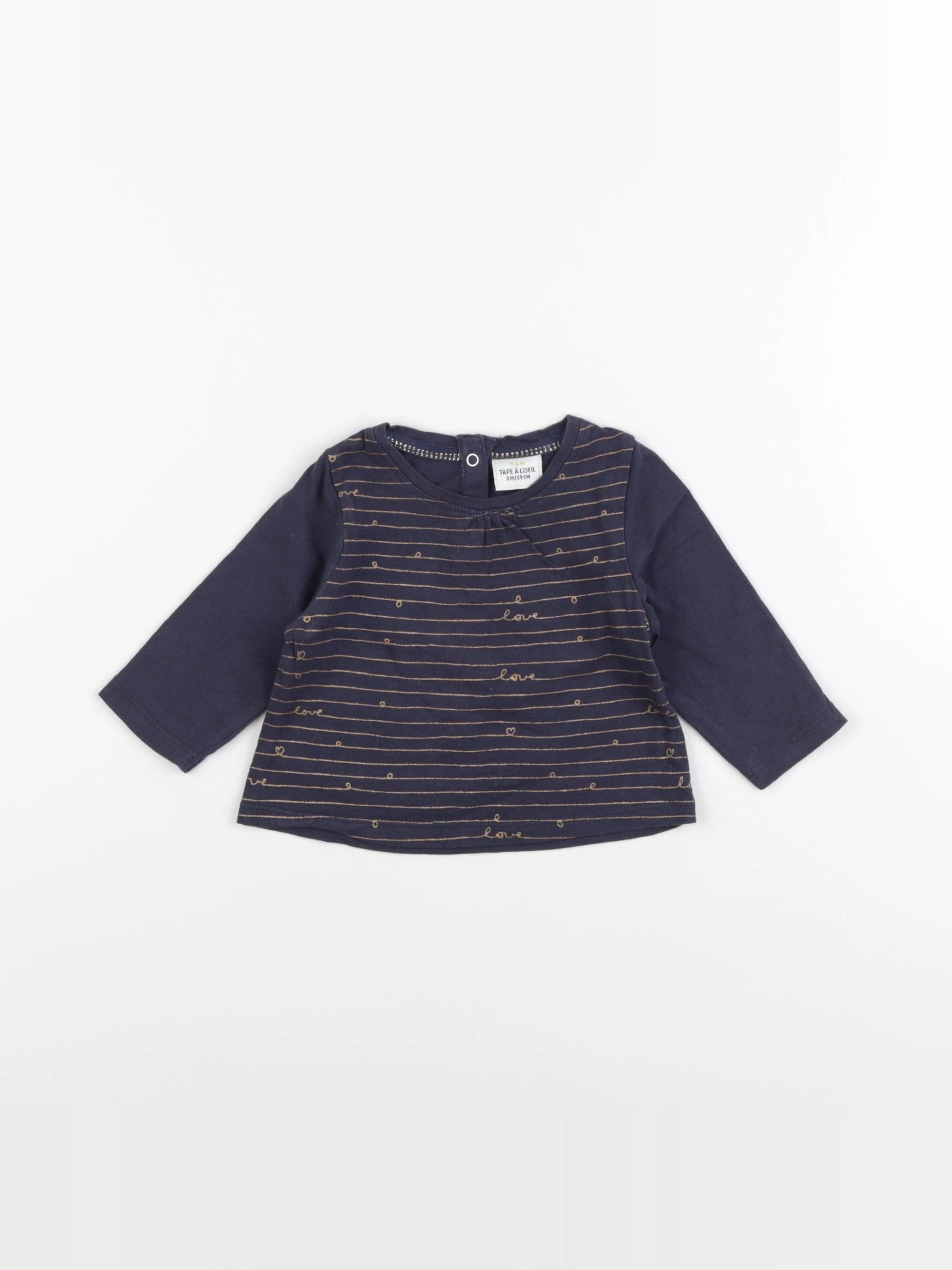 Tape à l'oeil - tee-shirt bleu, or - 3 mois