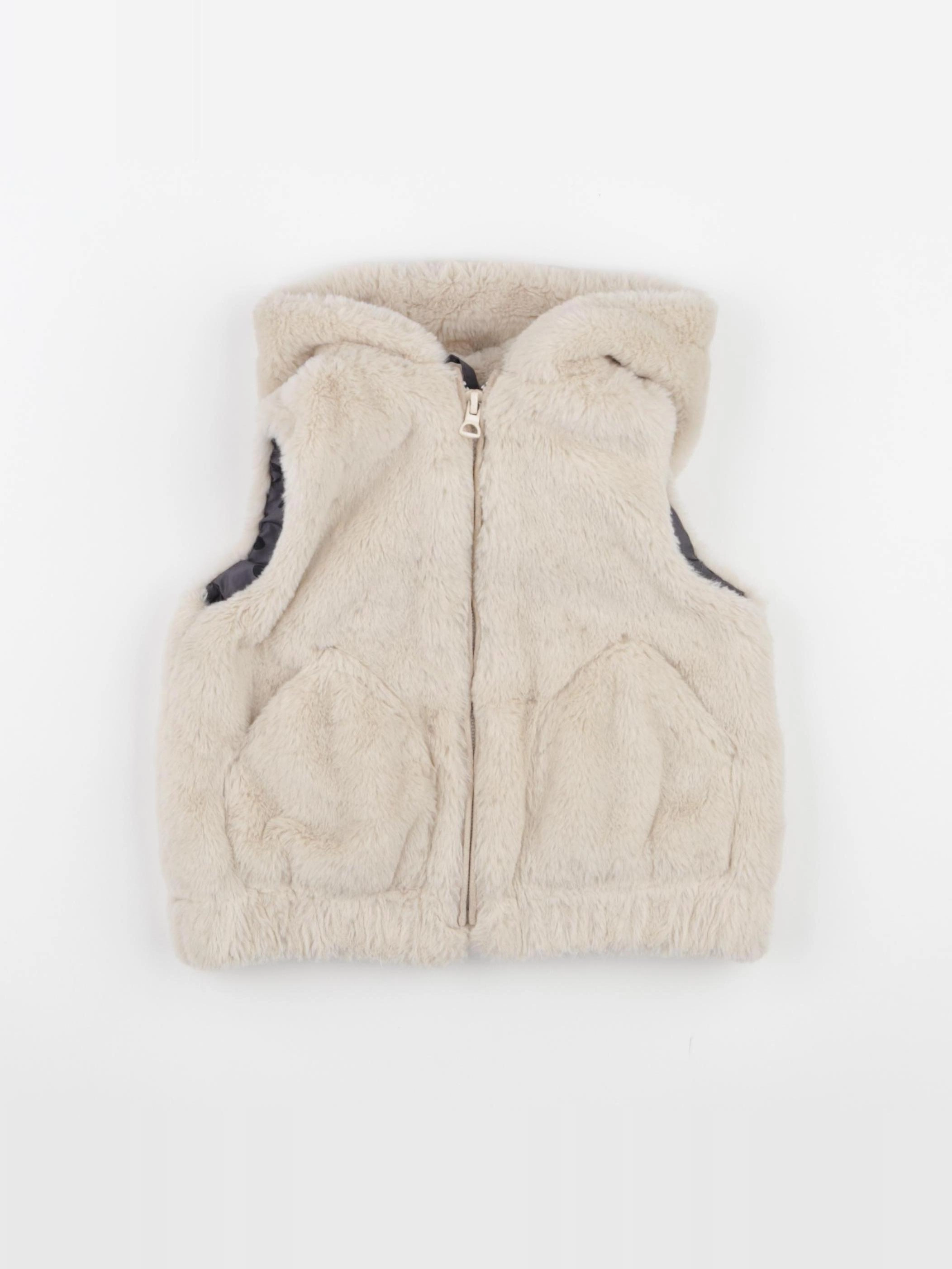 Zara - veste sans manches beige - 6/9 mois