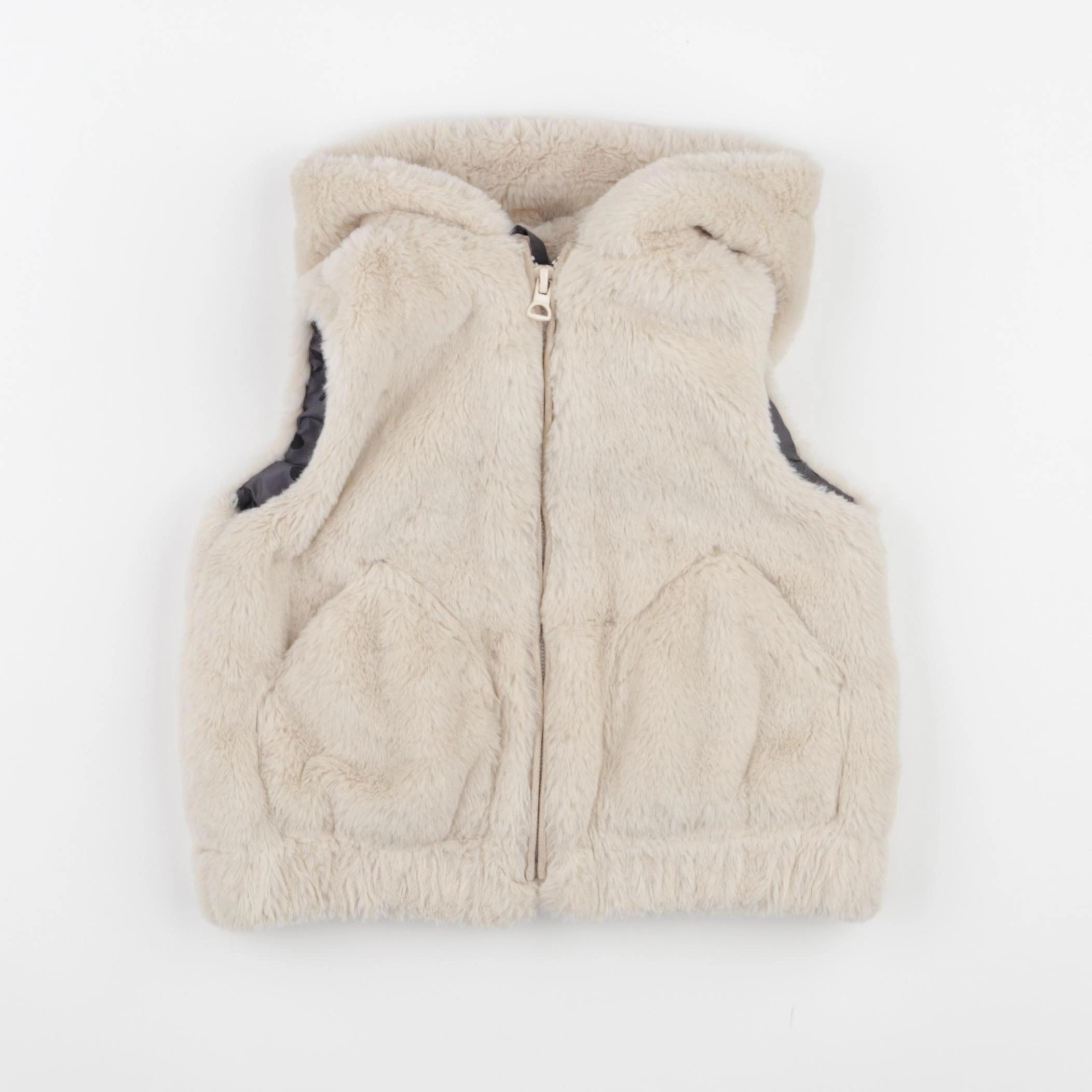 Zara - veste sans manches beige - 6/9 mois