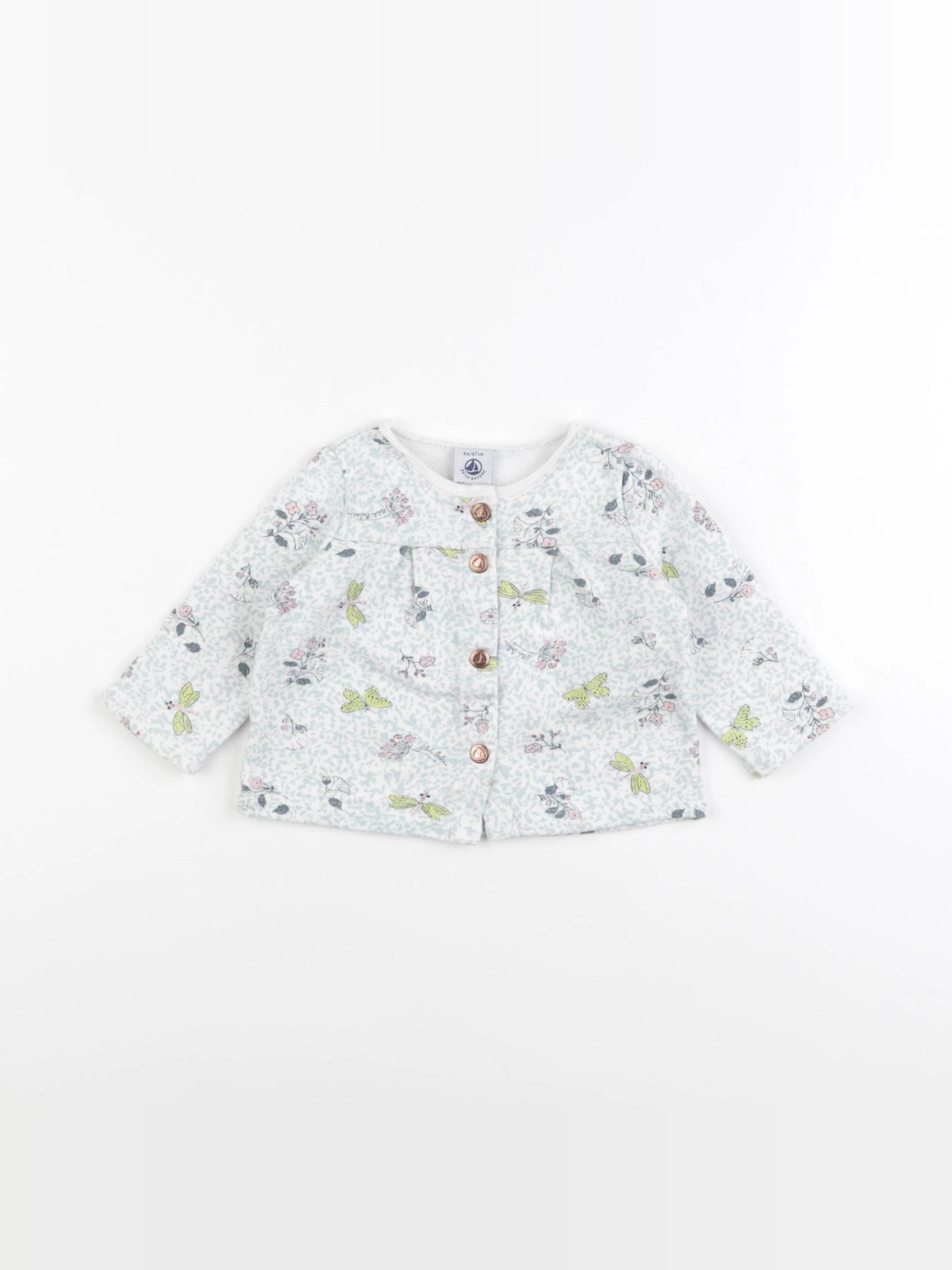 Petit Bateau - gilet beige, vert - 6 mois