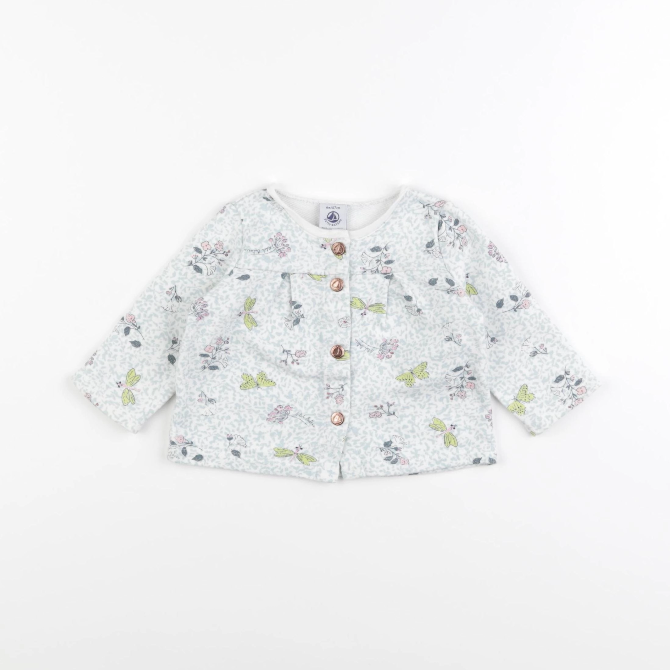 Petit Bateau - gilet beige, vert - 6 mois
