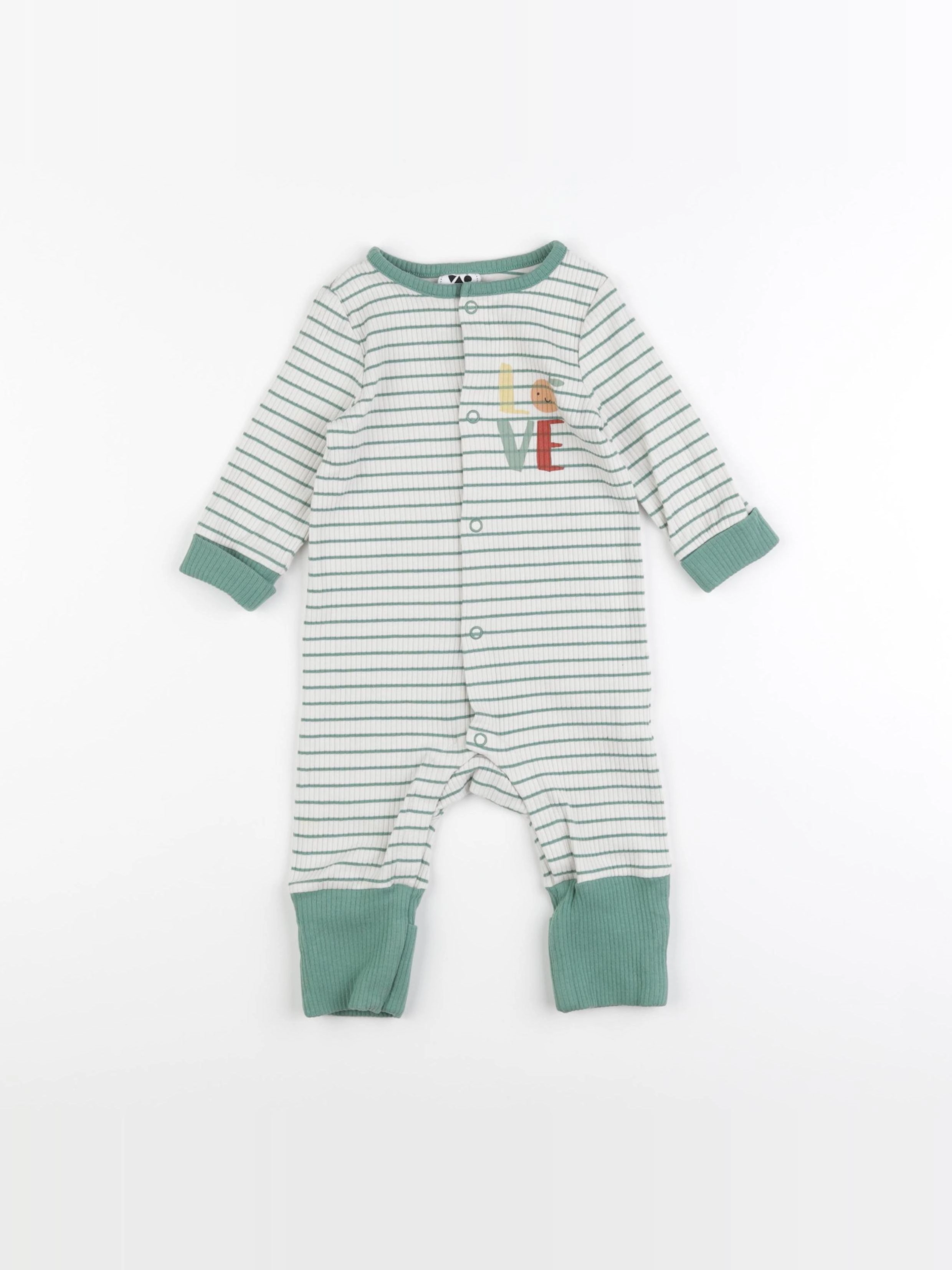 Tape à l'oeil - pyjama coton beige, vert - 6 mois