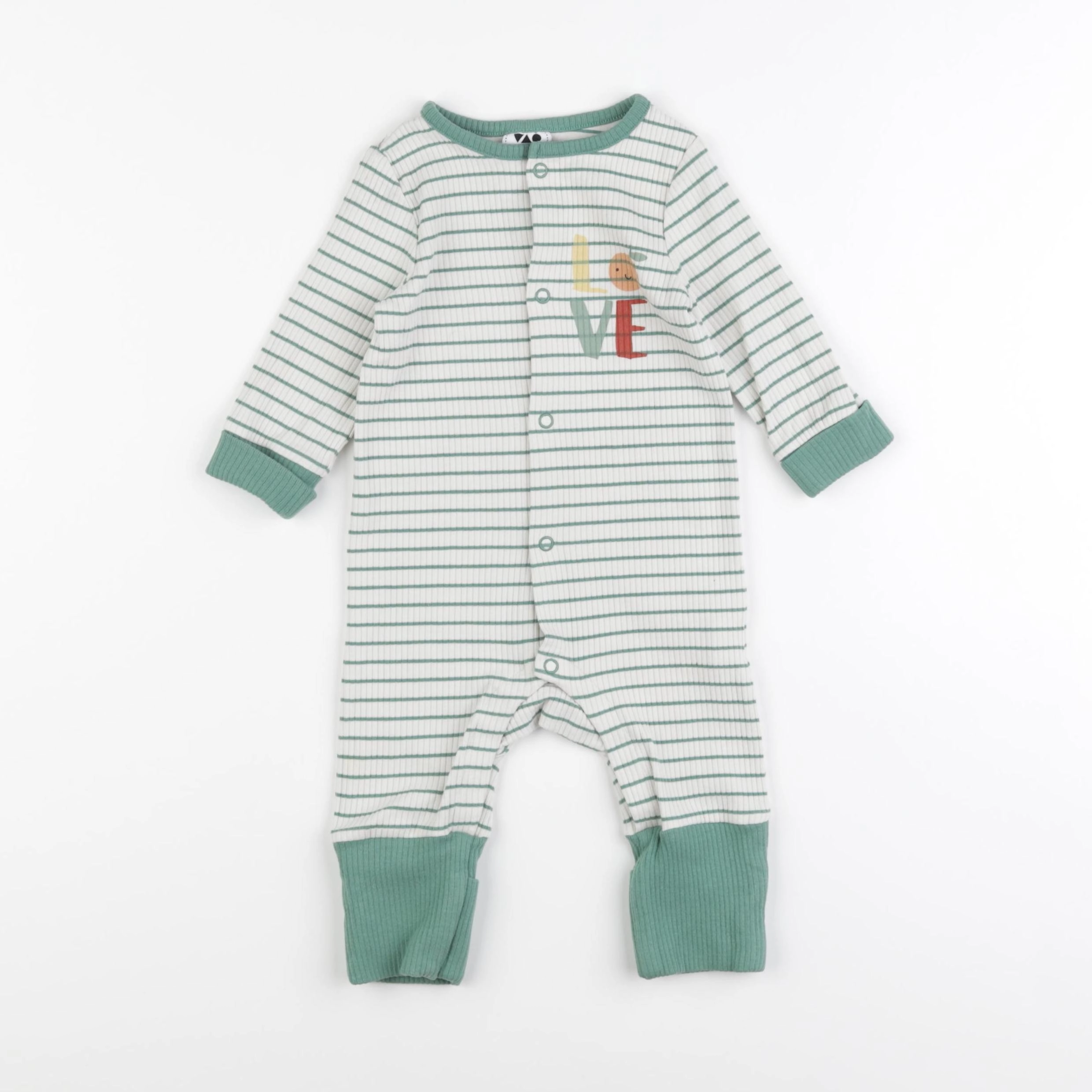 Tape à l'oeil - pyjama coton beige, vert - 6 mois
