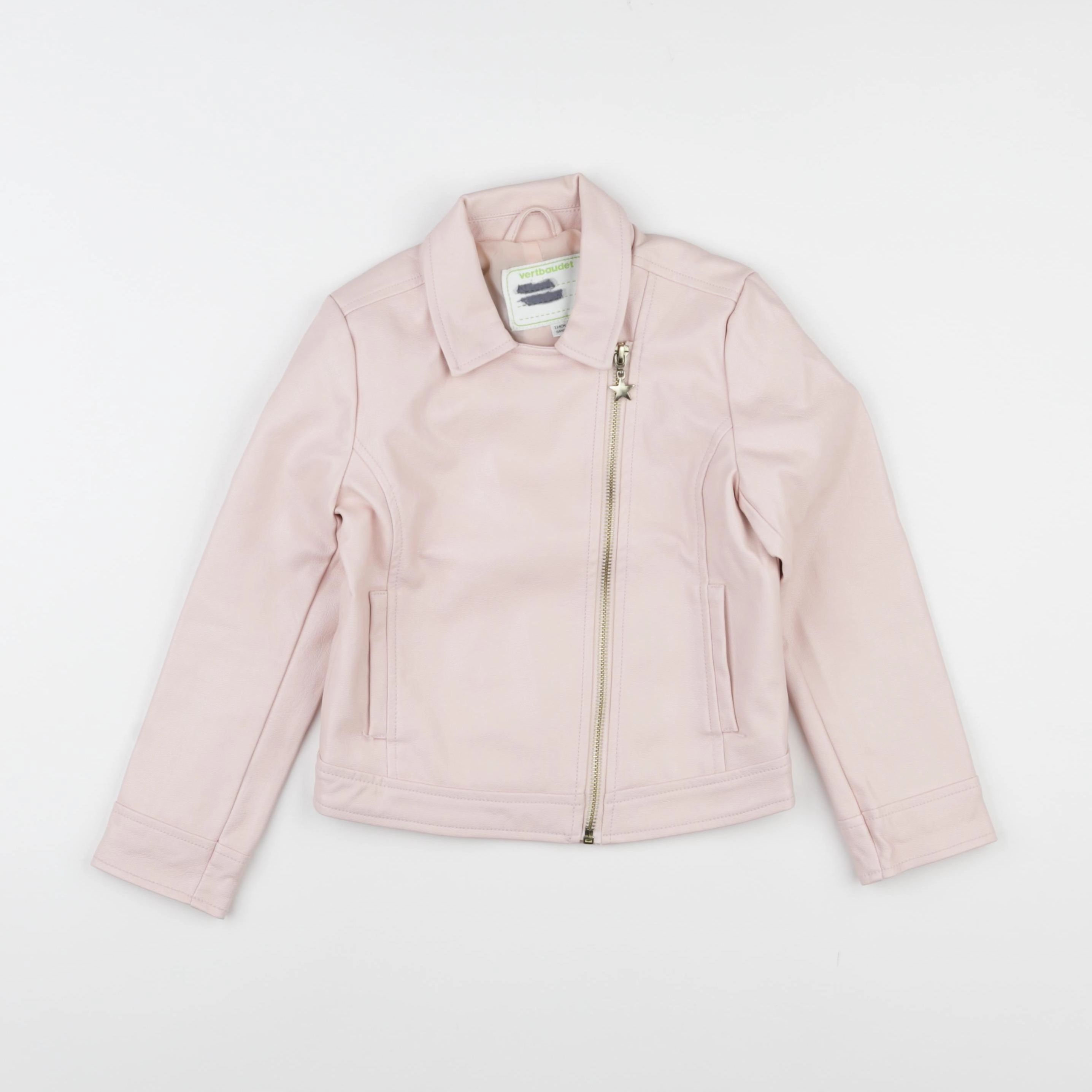 Vertbaudet - veste simili cuir rose - 6 ans