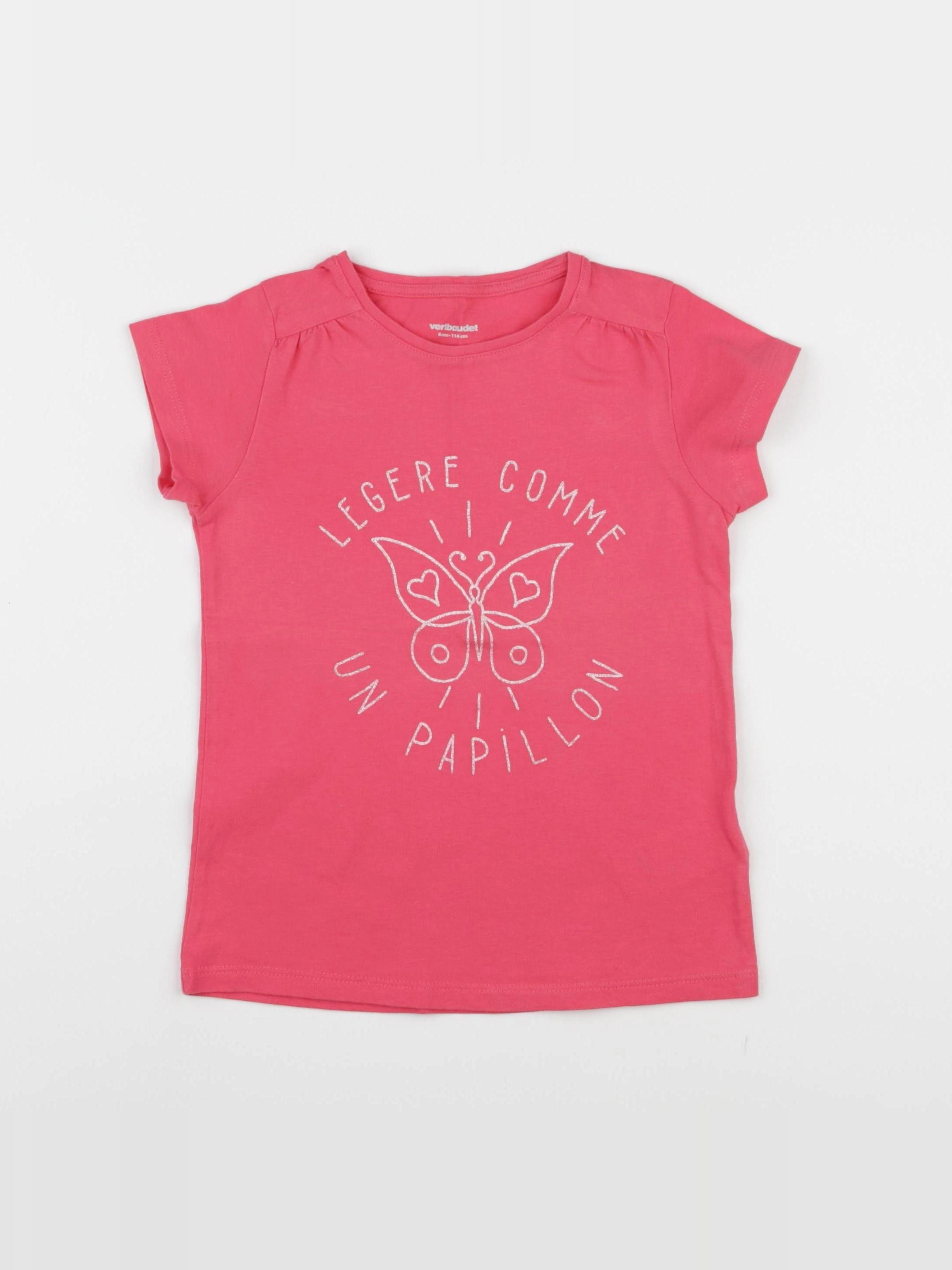 Vertbaudet - tee-shirt rose - 6 ans
