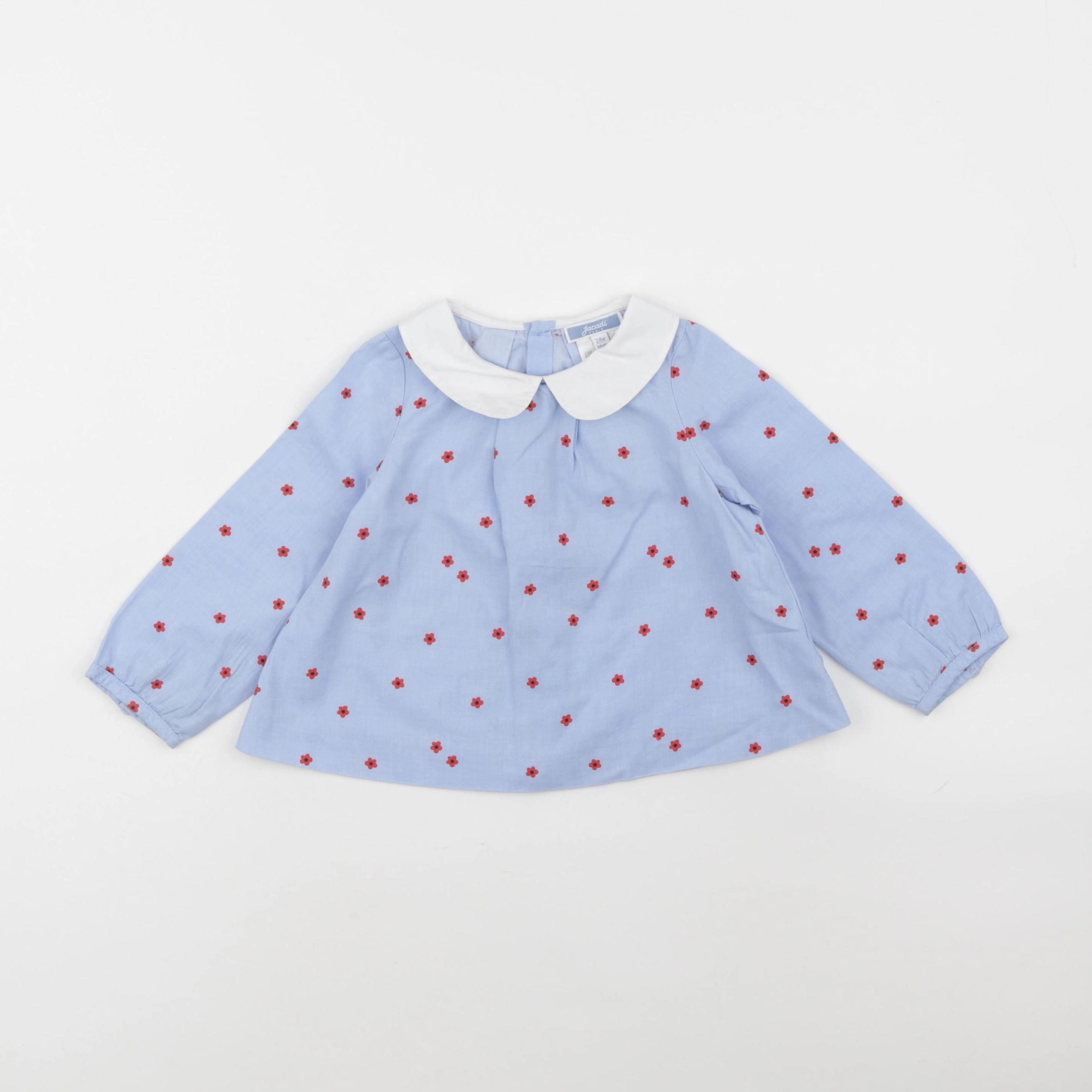 Jacadi - blouse bleu, rouge - 24 mois