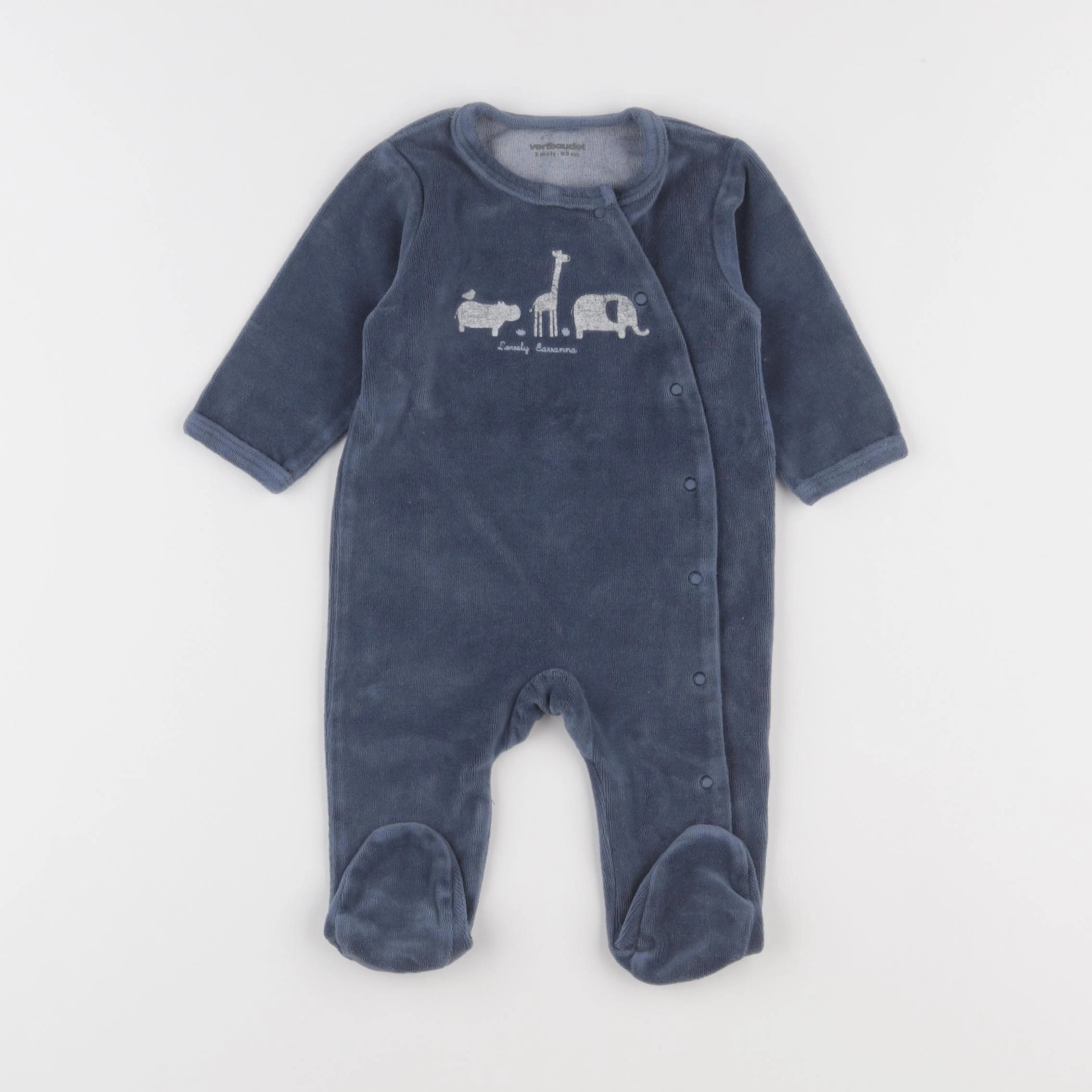Vertbaudet - pyjama velours bleu - 3 mois