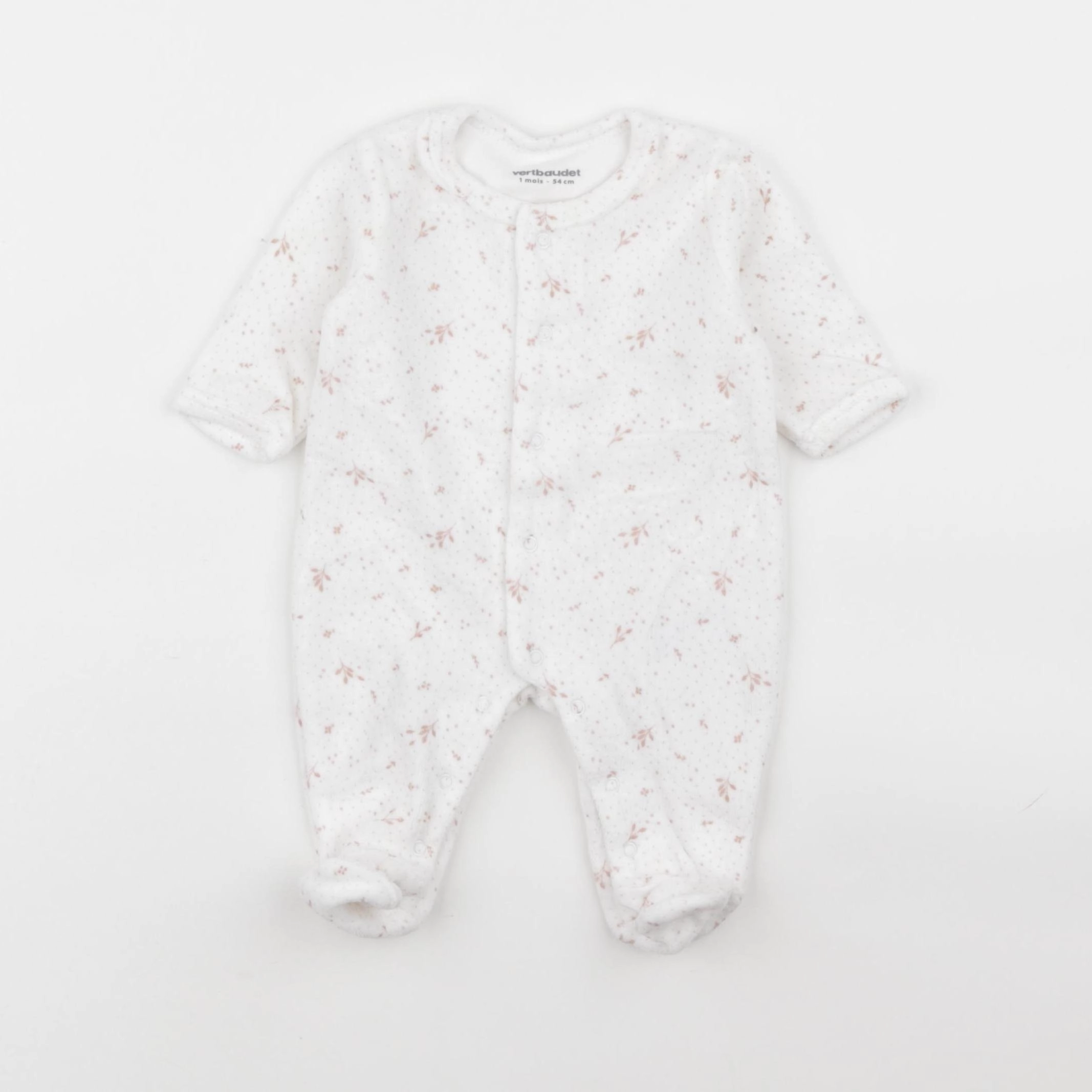 Vertbaudet - pyjama velours rose - 1 mois