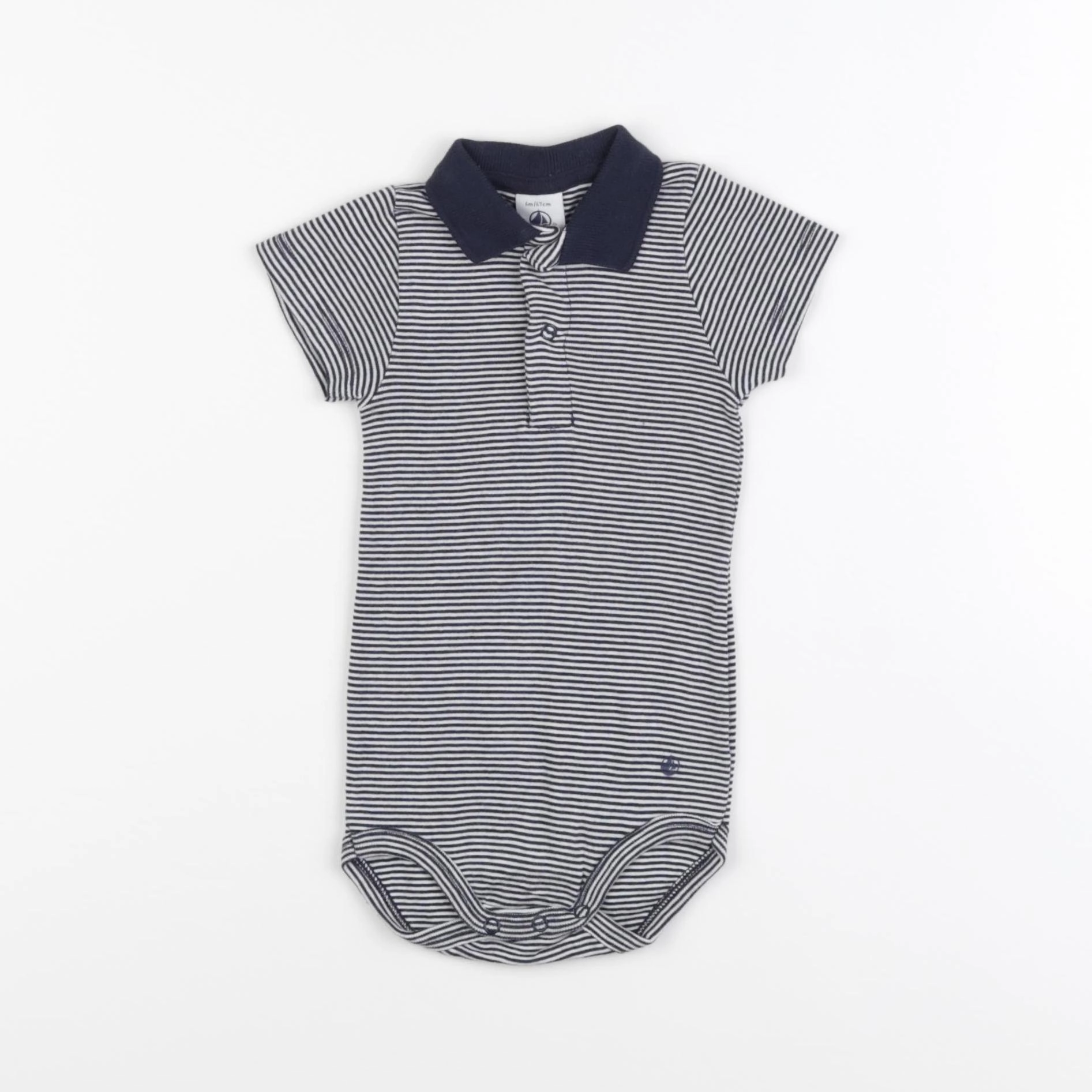 Petit Bateau - body à col bleu - 6 mois