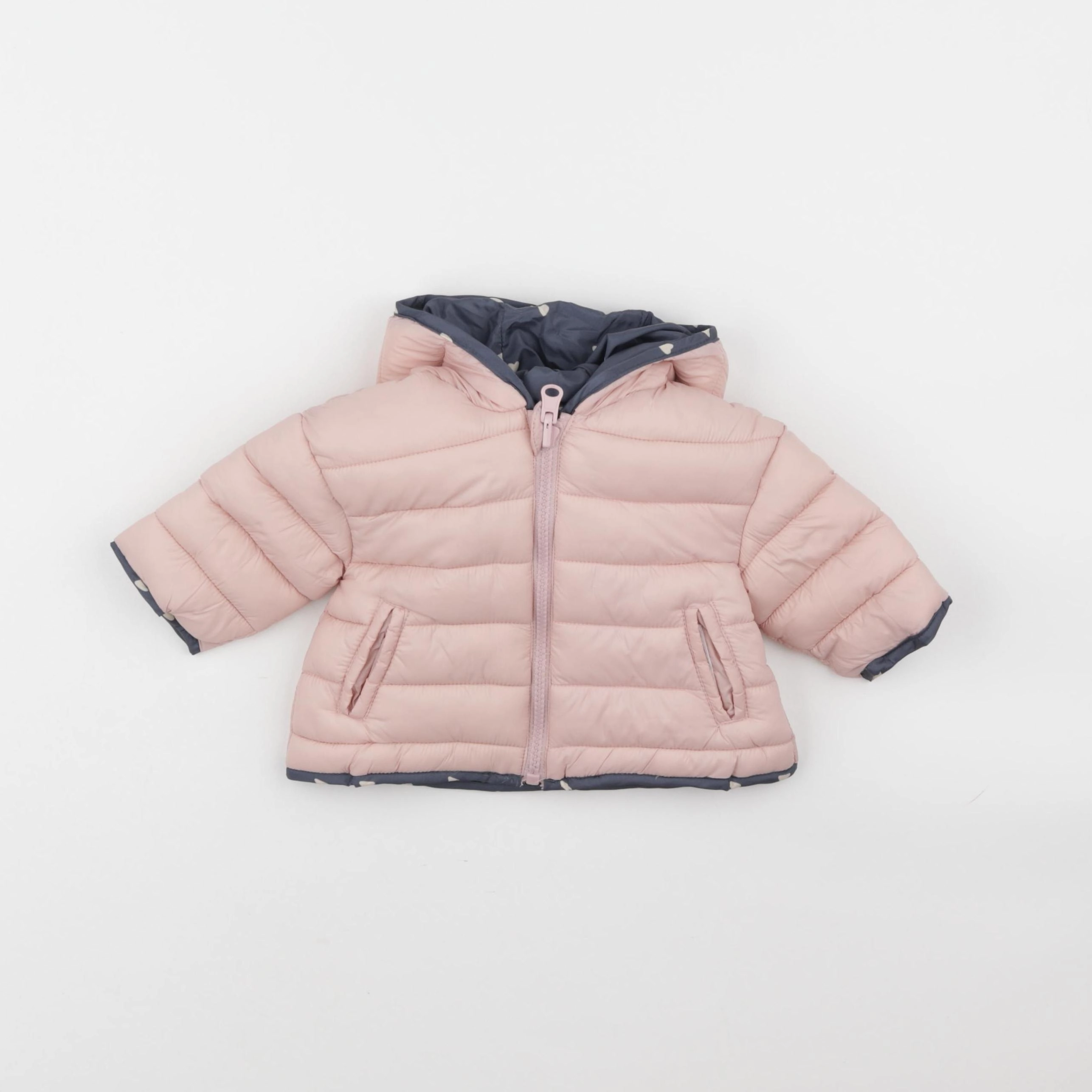Vertbaudet - doudoune réversible rose, bleu - 3 mois