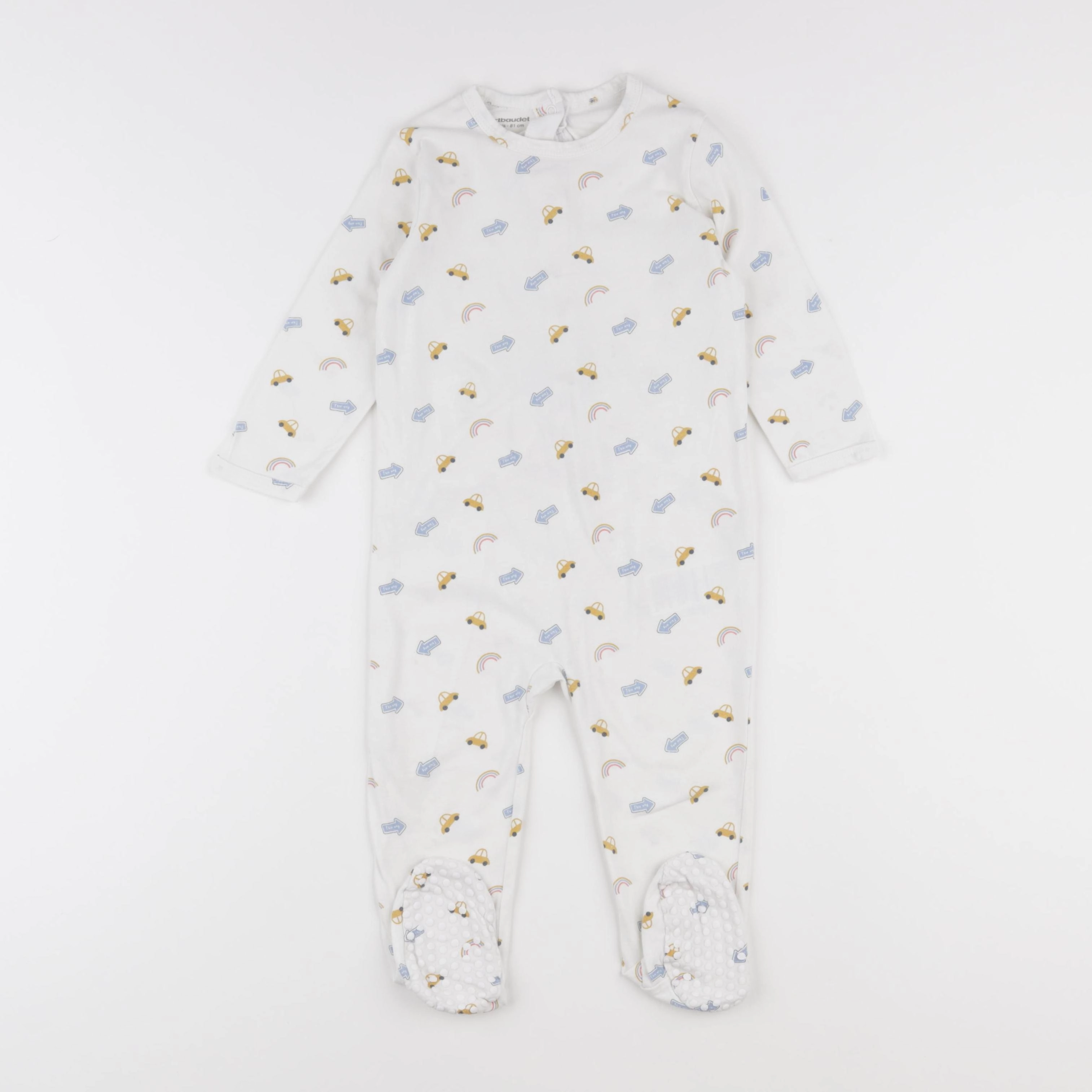 Vertbaudet - pyjama coton blanc, beige - 18 mois