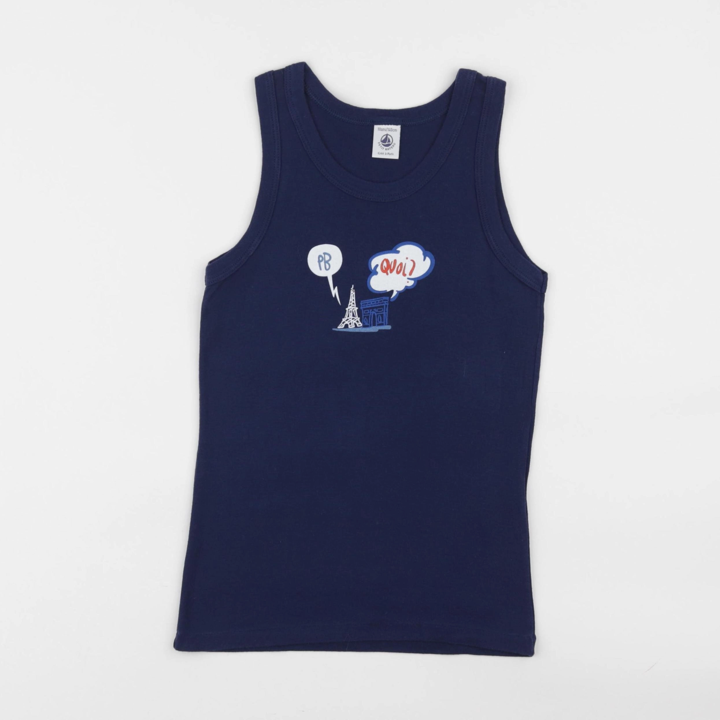Petit Bateau - maillot de corps bleu - 10 ans