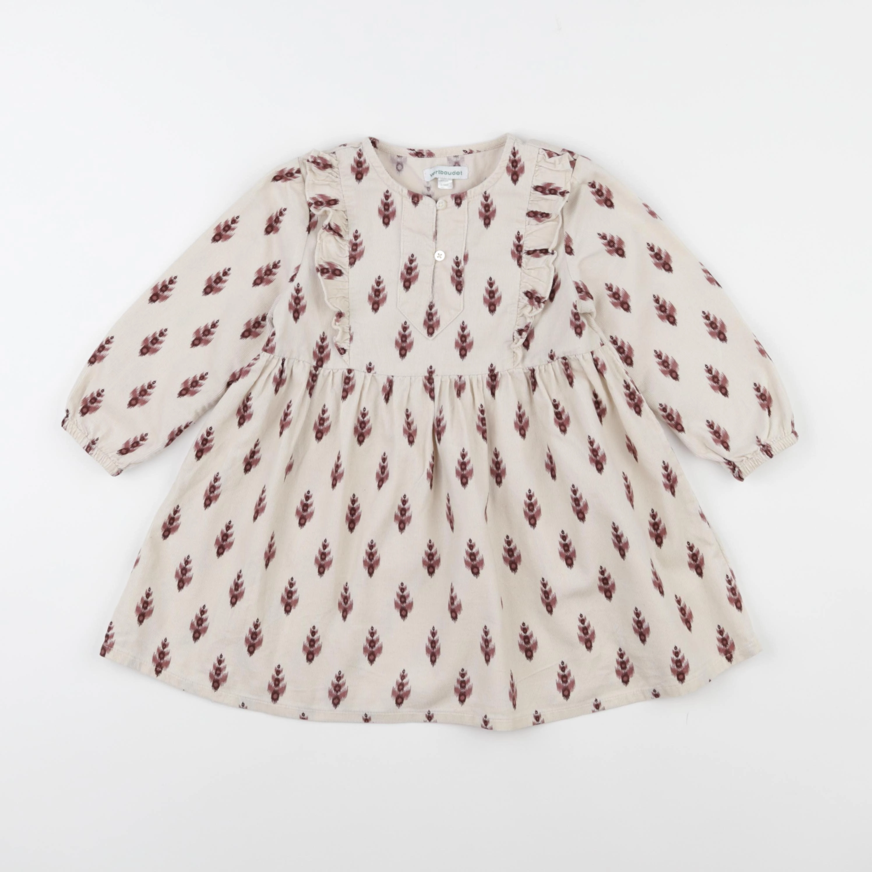 Vertbaudet - robe blanc, rose - 3 ans