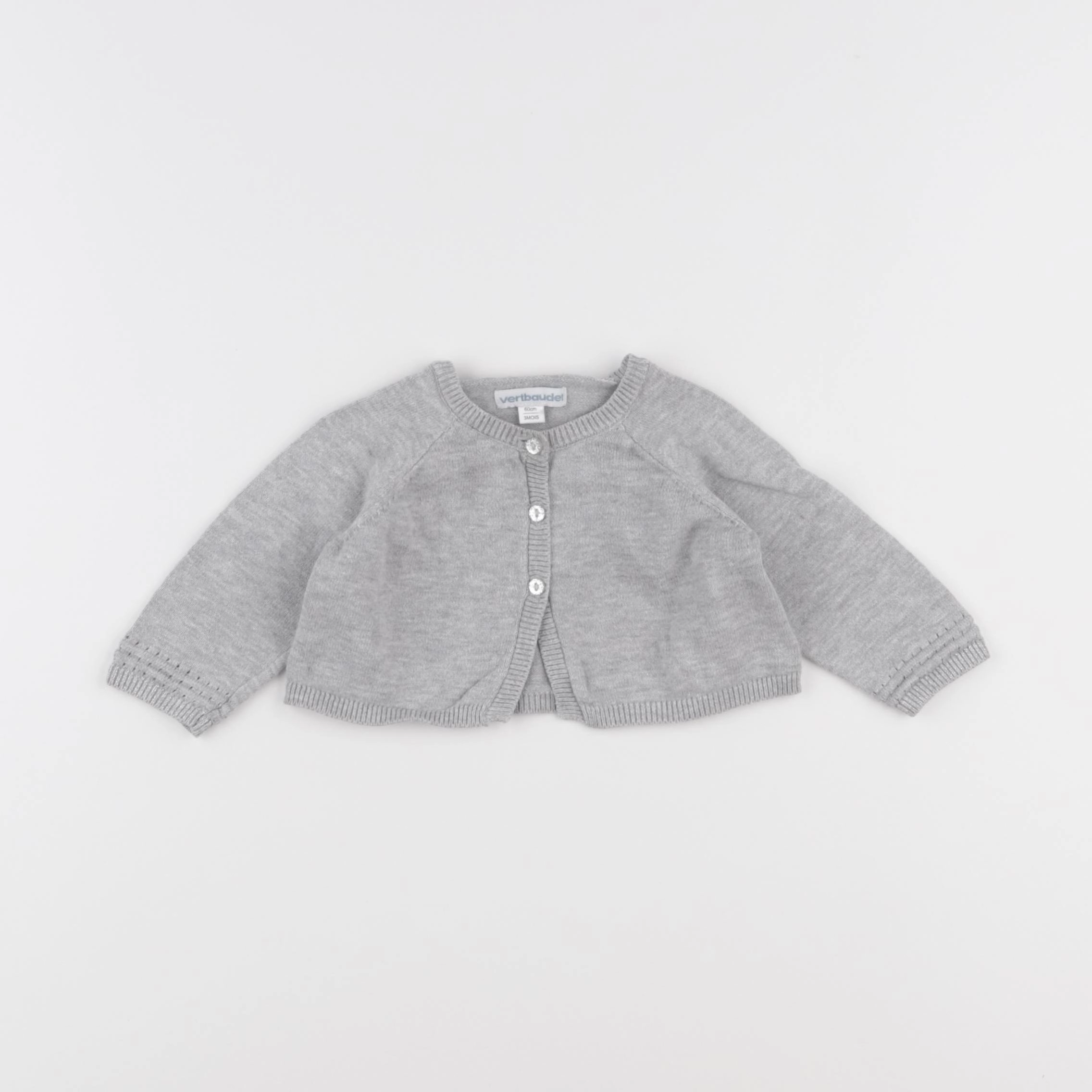 Vertbaudet - gilet gris - 3 mois
