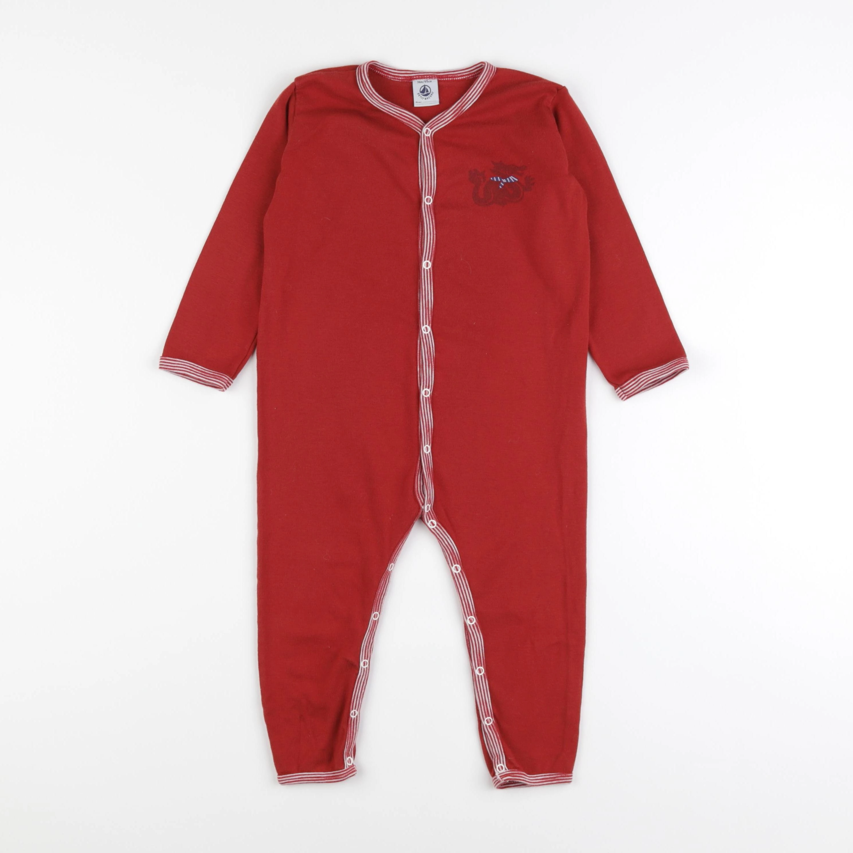 Petit Bateau - pyjama coton rouge - 36 mois