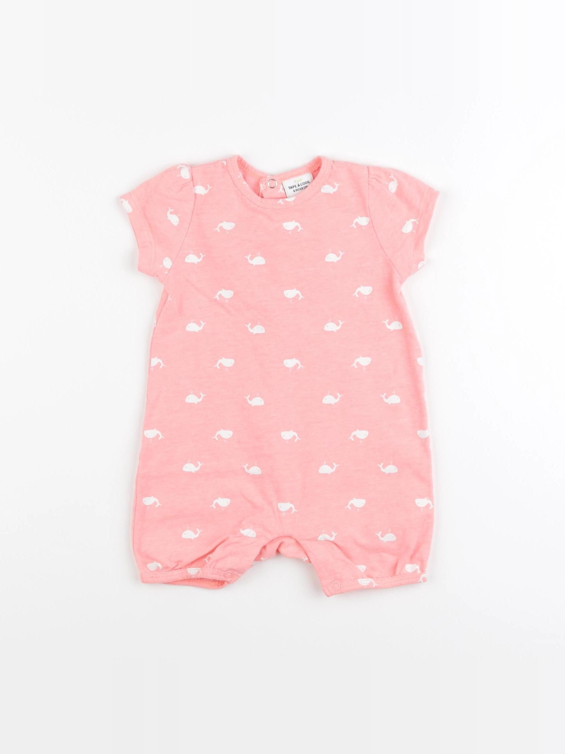 Tape à l'oeil - combinaison coton rose fluo - 6 mois