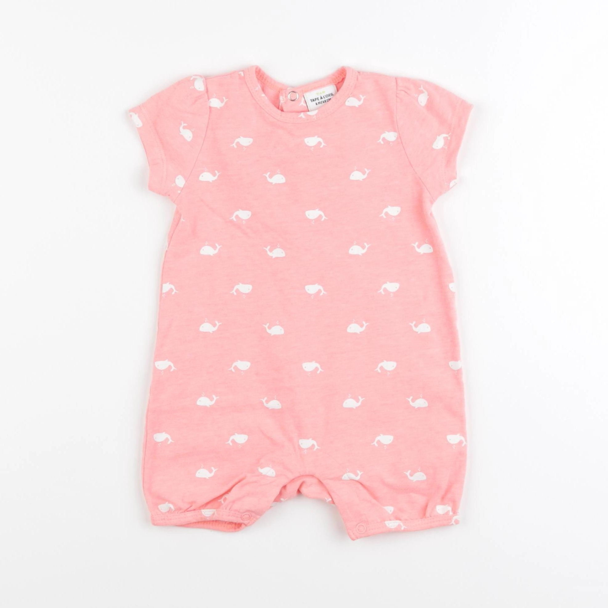 Tape à l'oeil - combinaison coton rose fluo - 6 mois