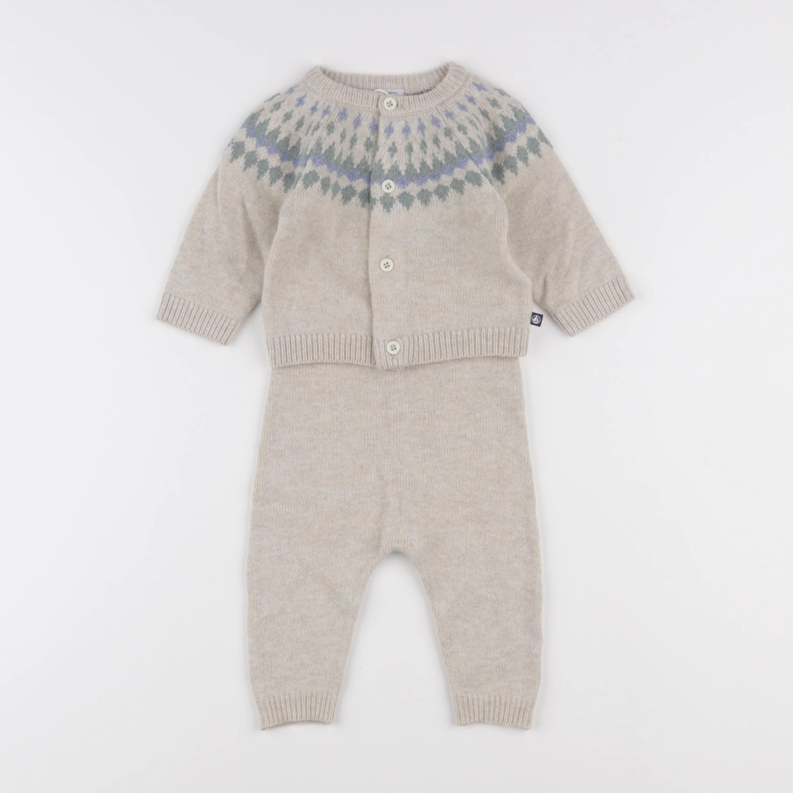 Petit Bateau - ensemble beige - 6 mois