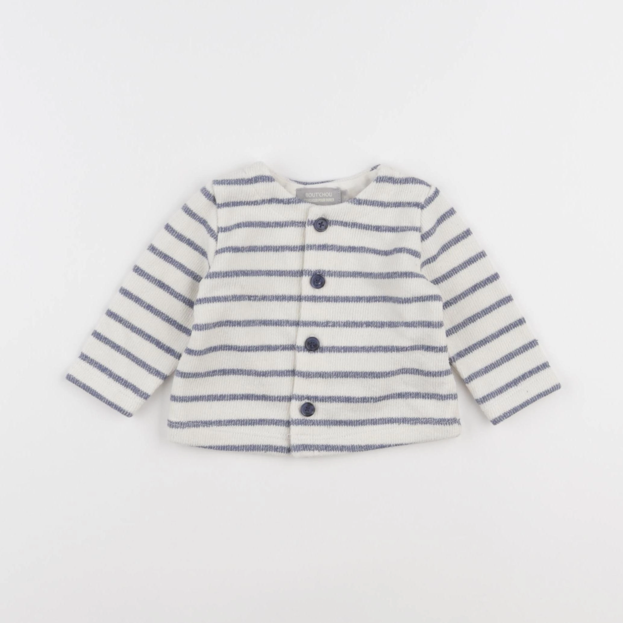 Boutchou - gilet blanc, bleu - 3 mois