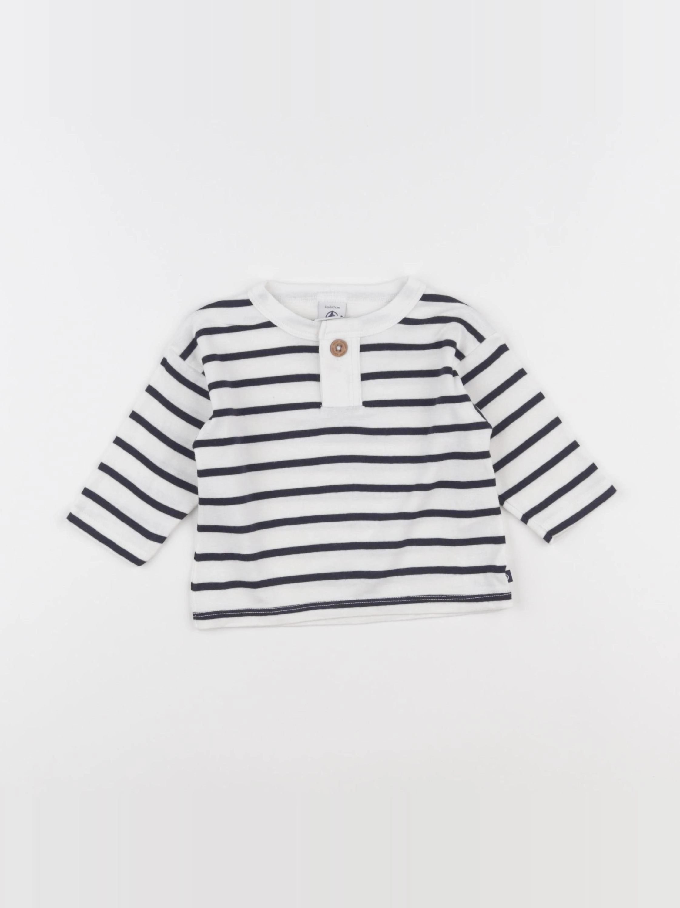 Petit Bateau - tee-shirt blanc, bleu - 6 mois