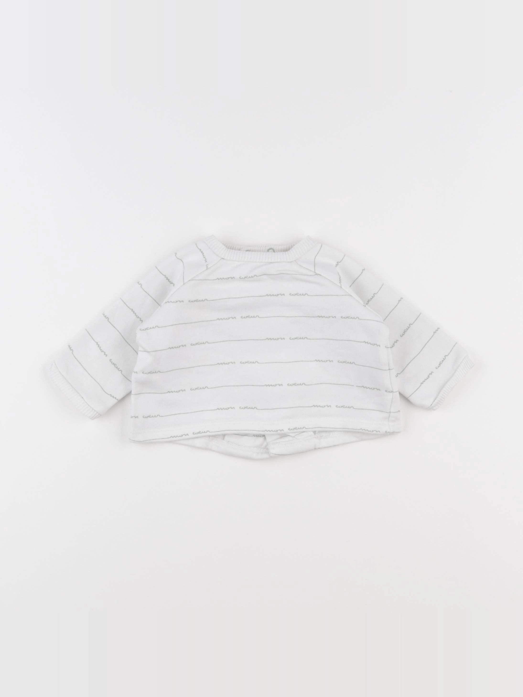 Boutchou - sweat blanc, vert - 3 mois