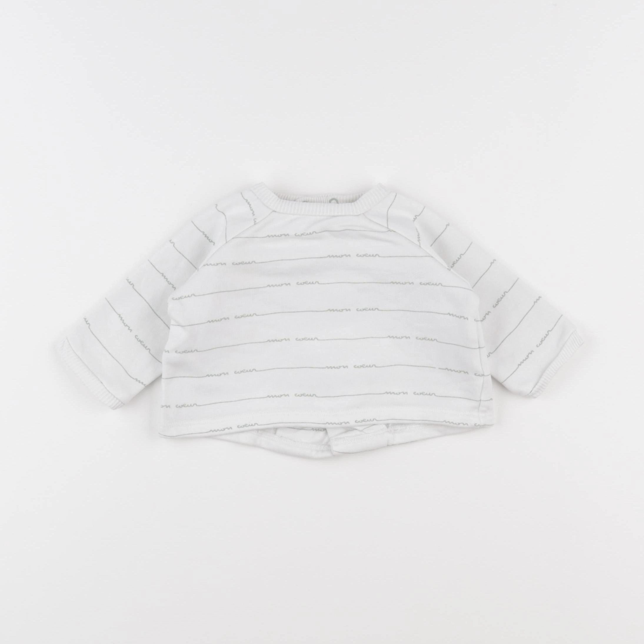 Boutchou - sweat blanc, vert - 3 mois