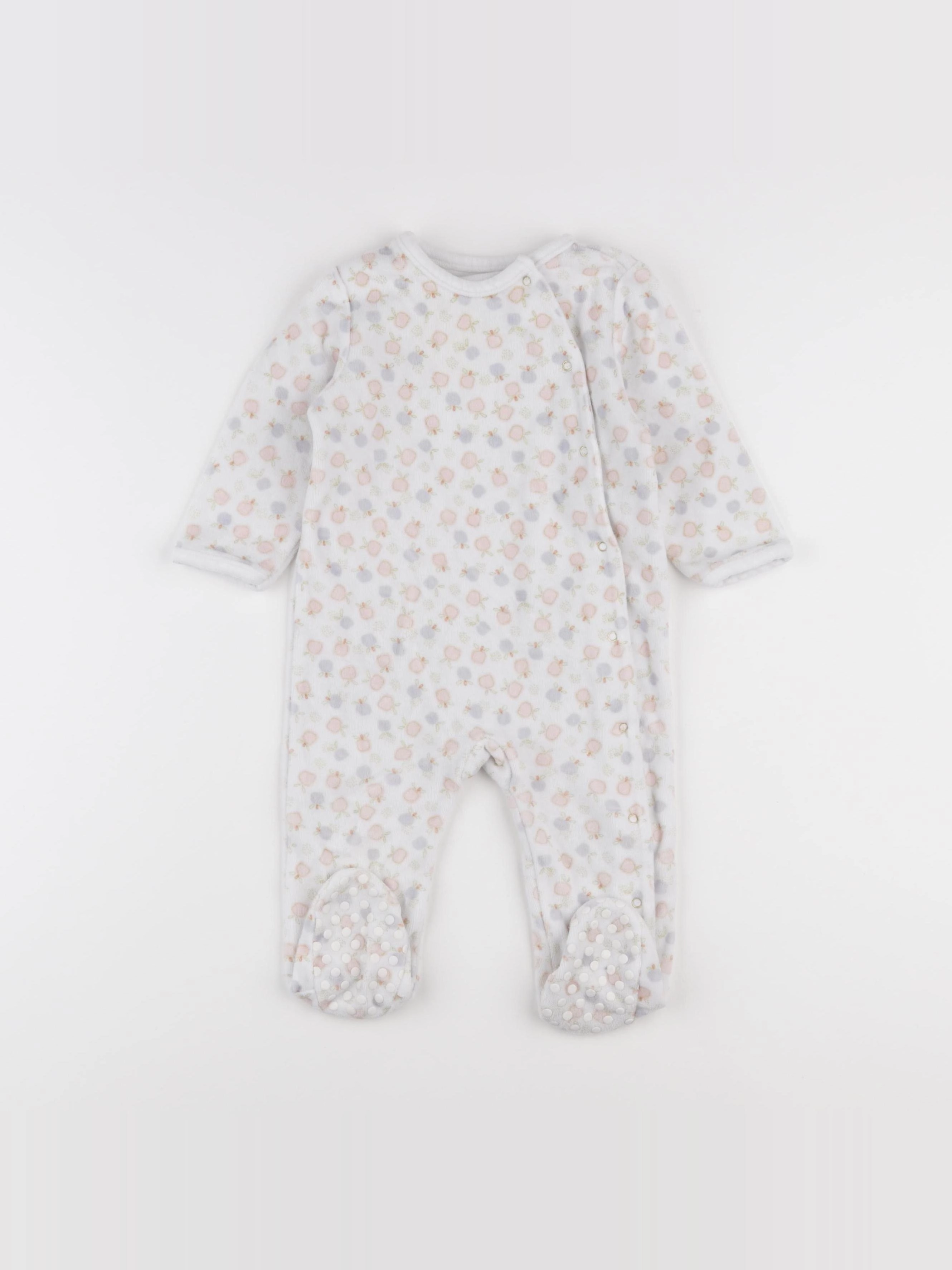 Vertbaudet - pyjama velours rose, blanc - 12 mois