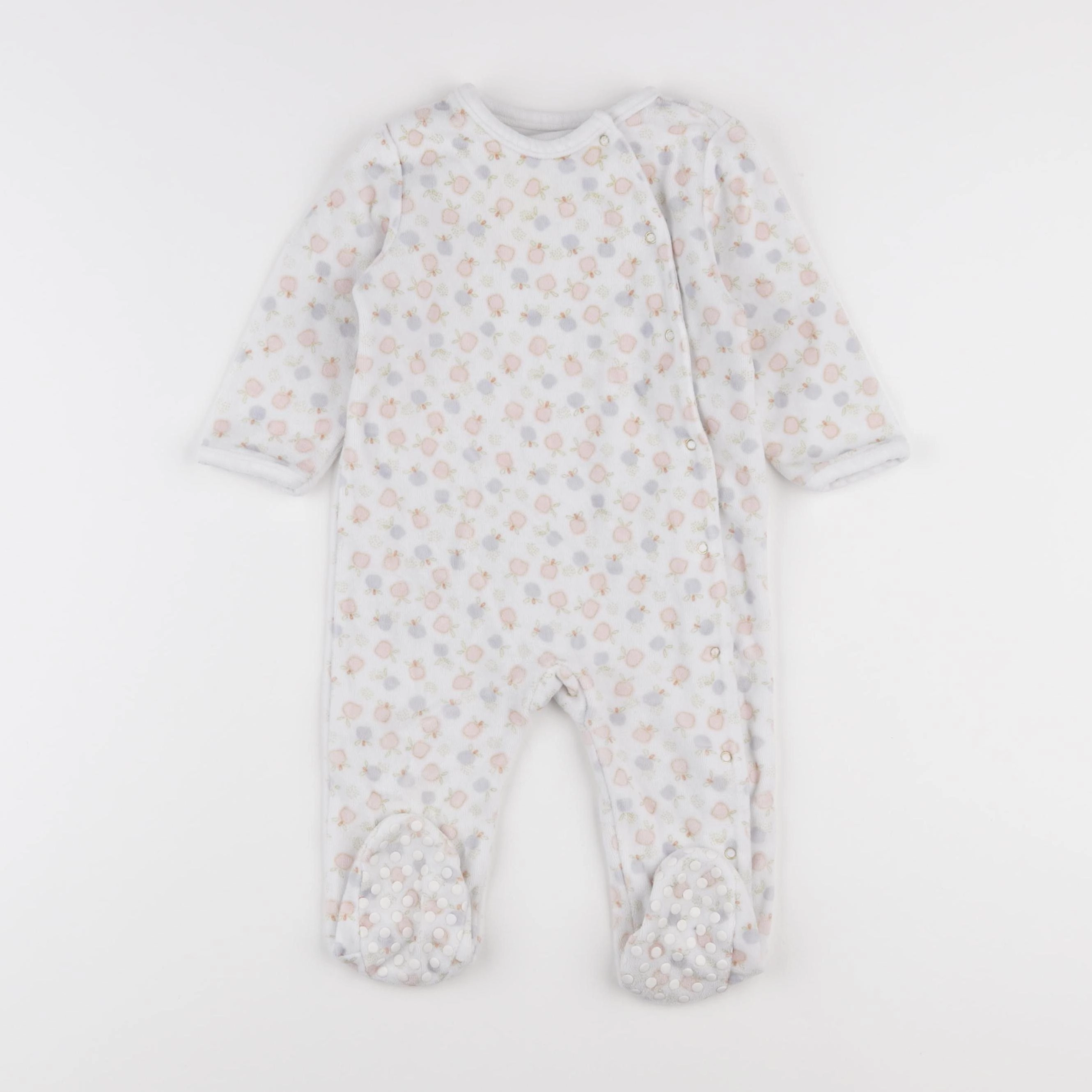 Vertbaudet - pyjama velours rose, blanc - 12 mois
