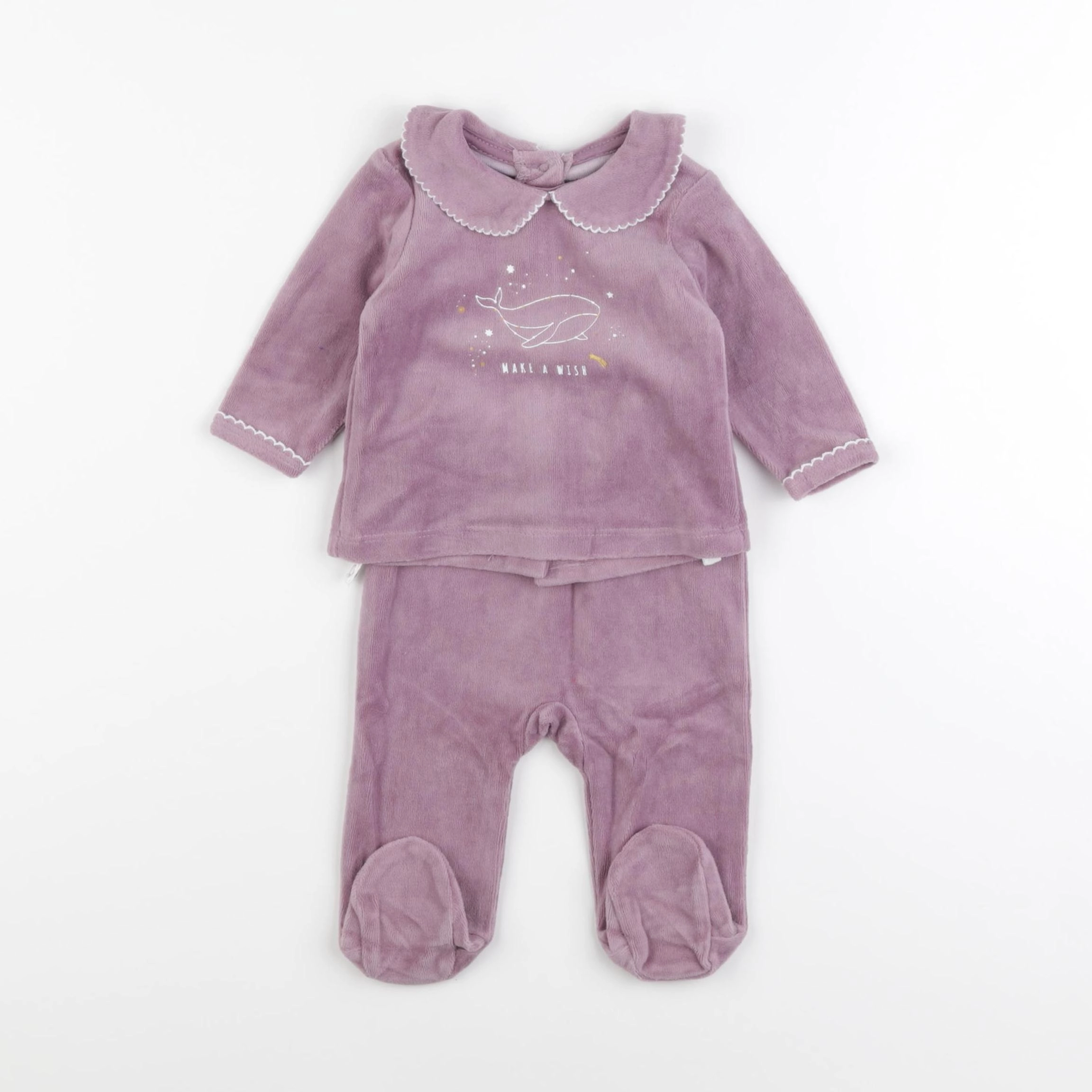 Vertbaudet - pyjama velours violet - 3 mois